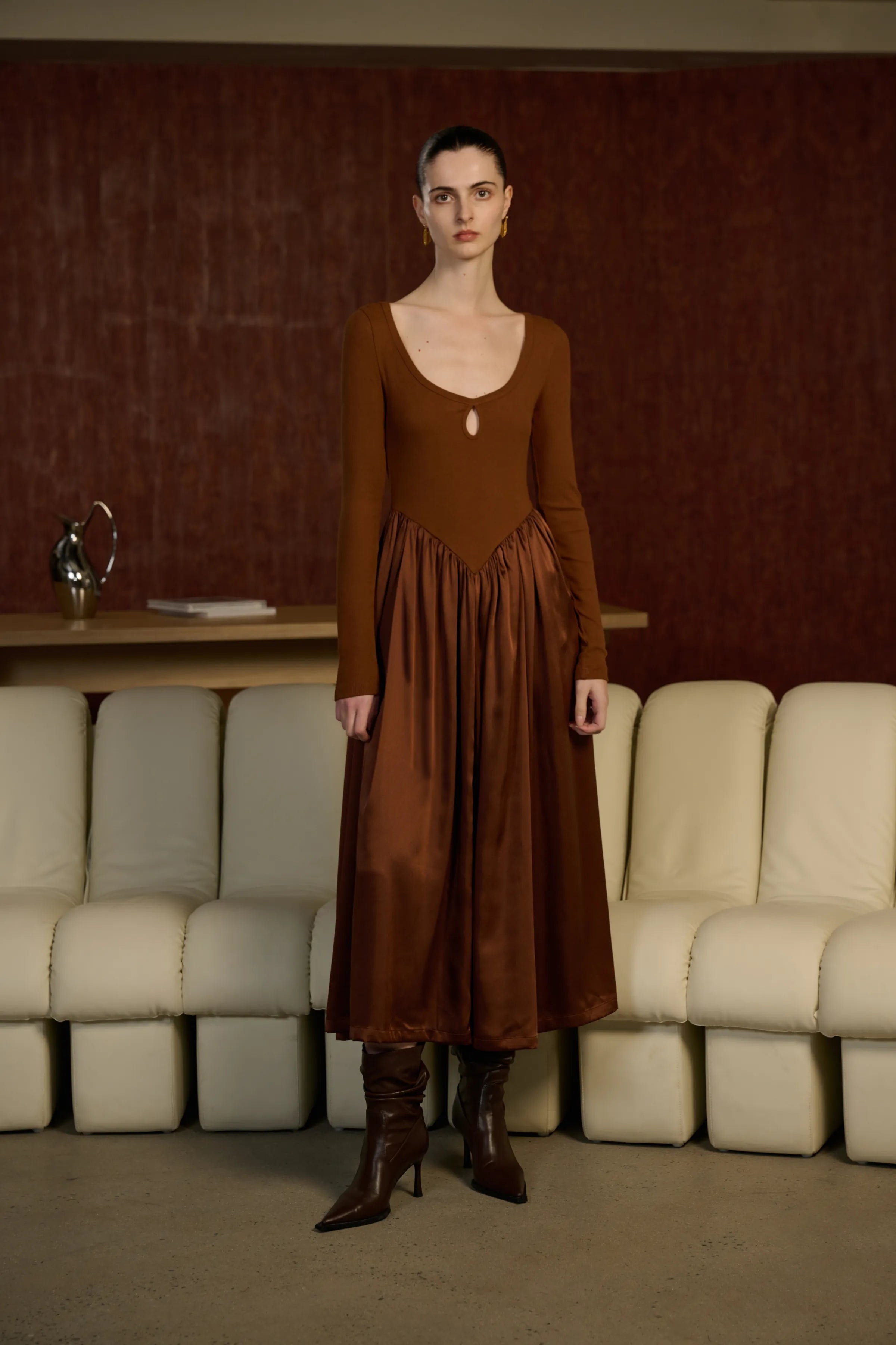 Patchwork long sleeve maxi dress Ancosti Patchwork long sleeve maxi dress Ancosti