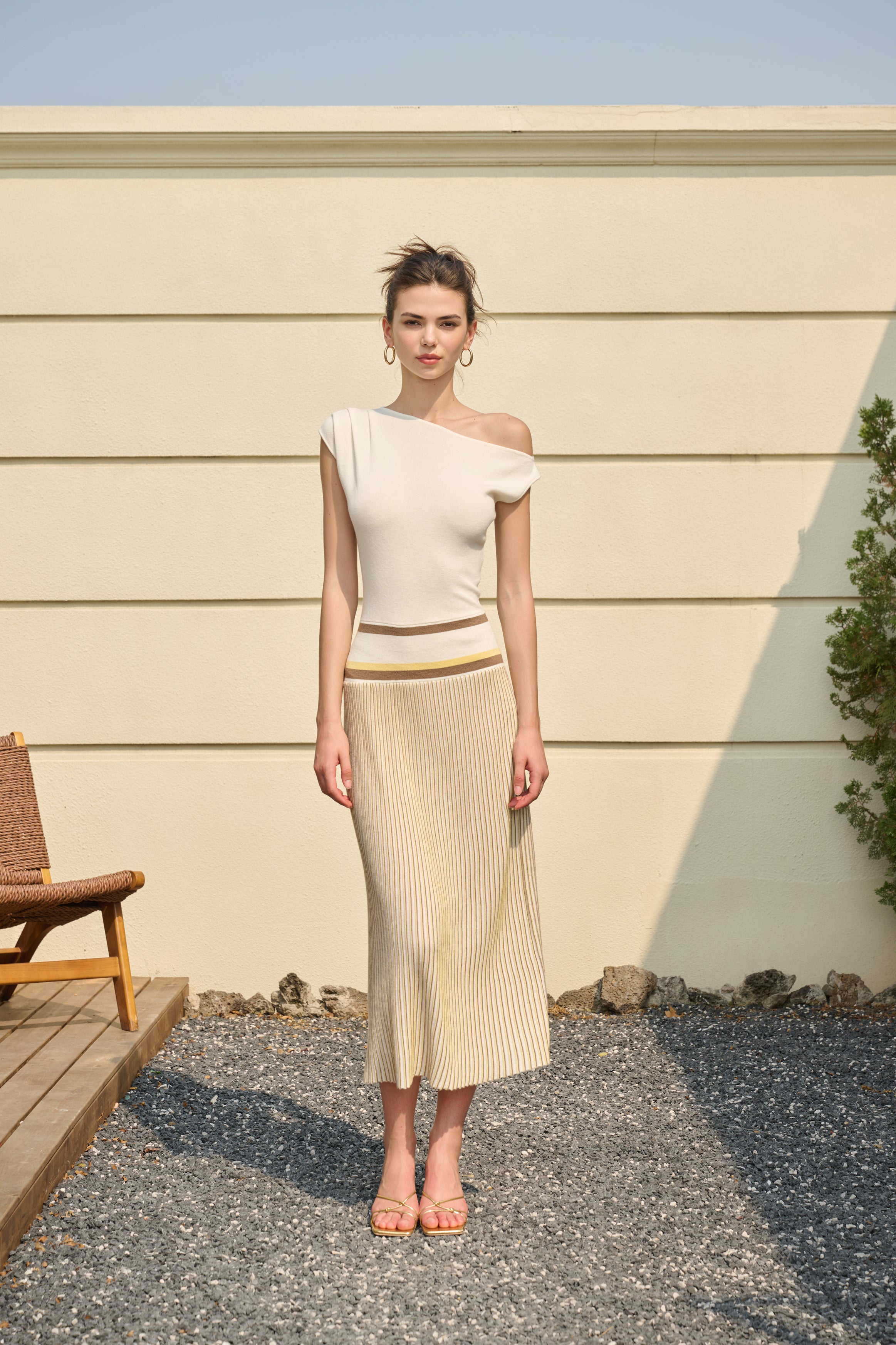 One-shoulder striped dress – Ancosti