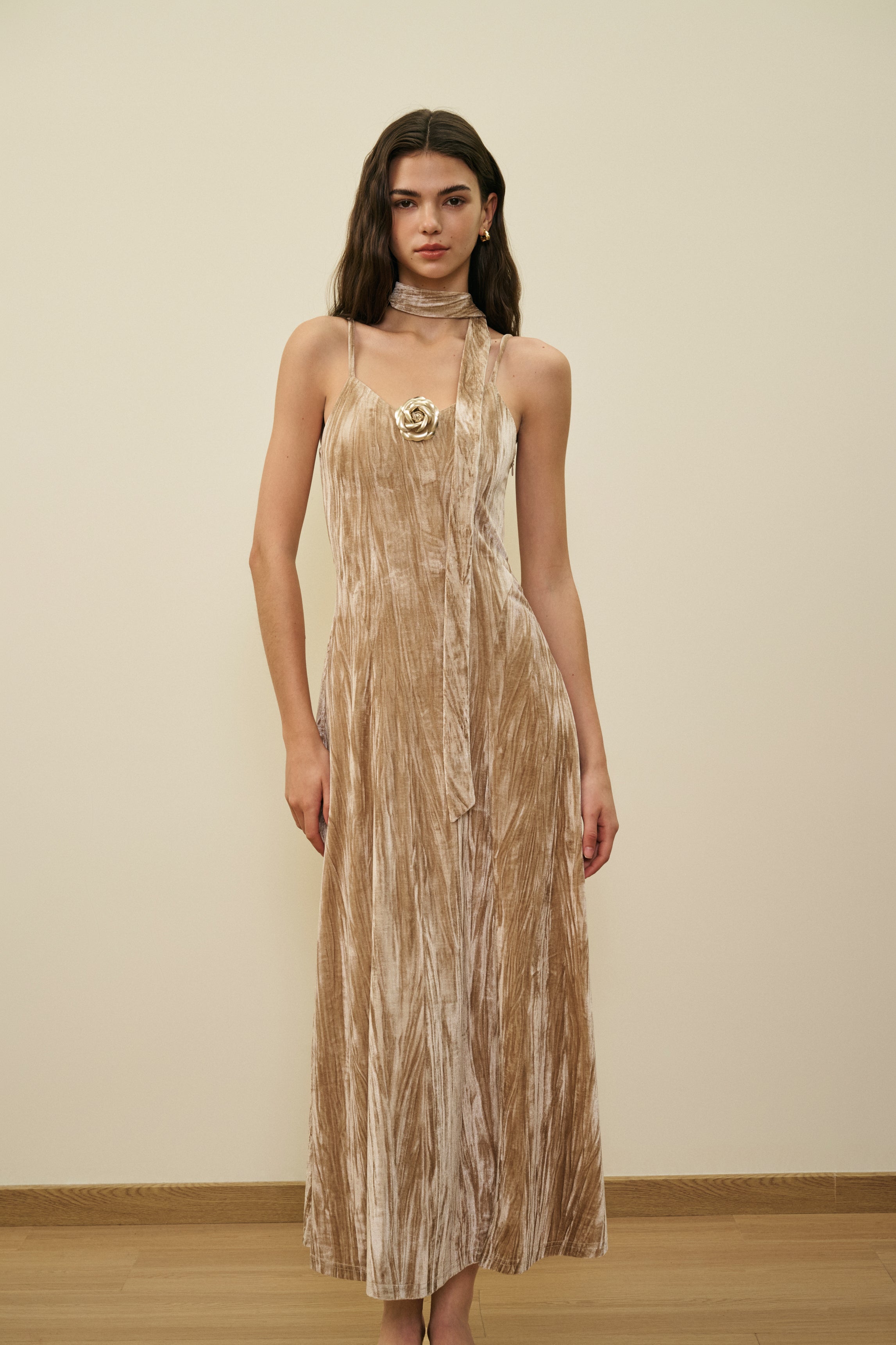 antoinette tie strap velvet midi dress Velvet spaghetti strap maxi dress Ancosti