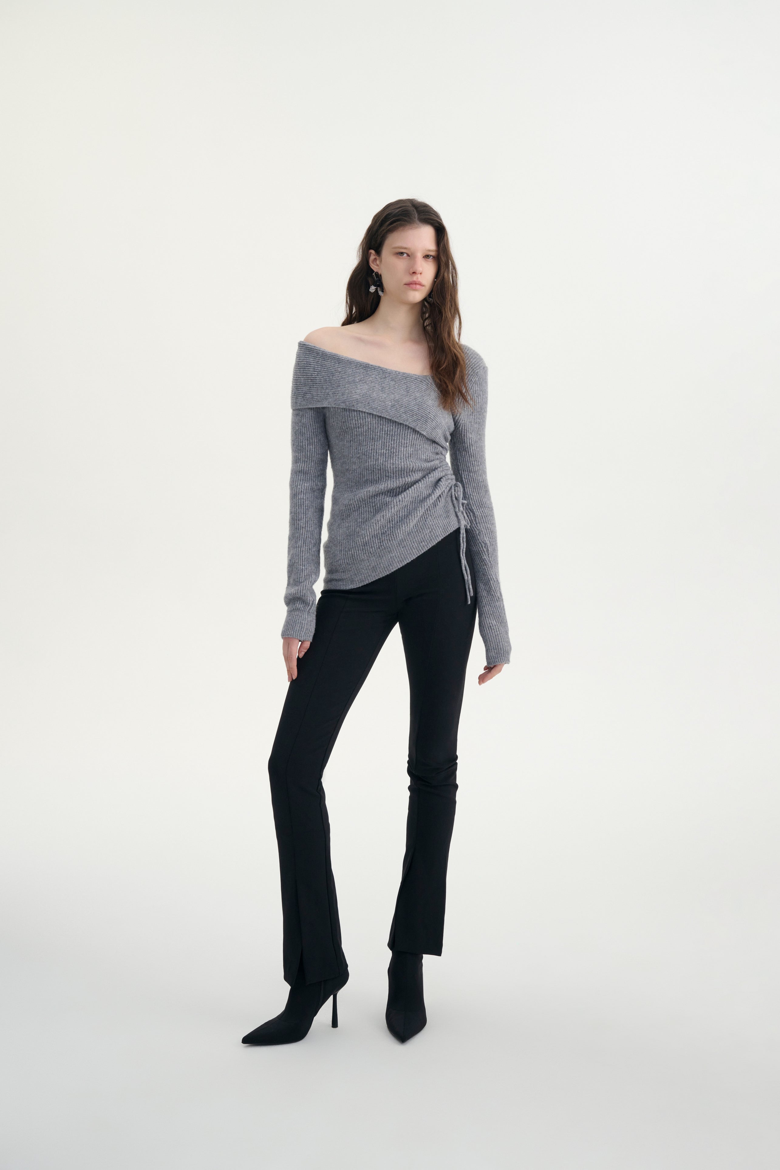 Asymmetrical ruched sweater