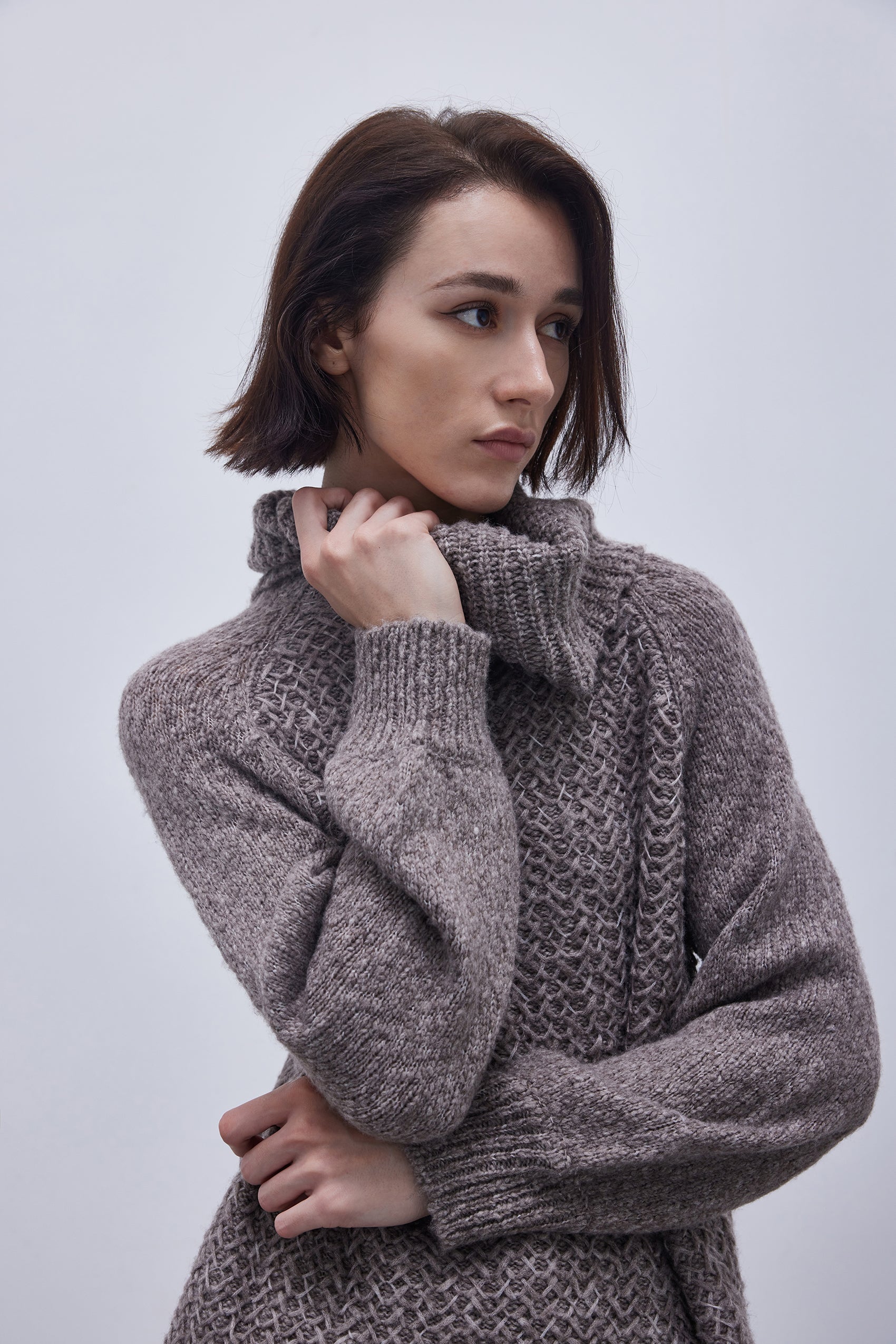 Turtleneck mesh sweater