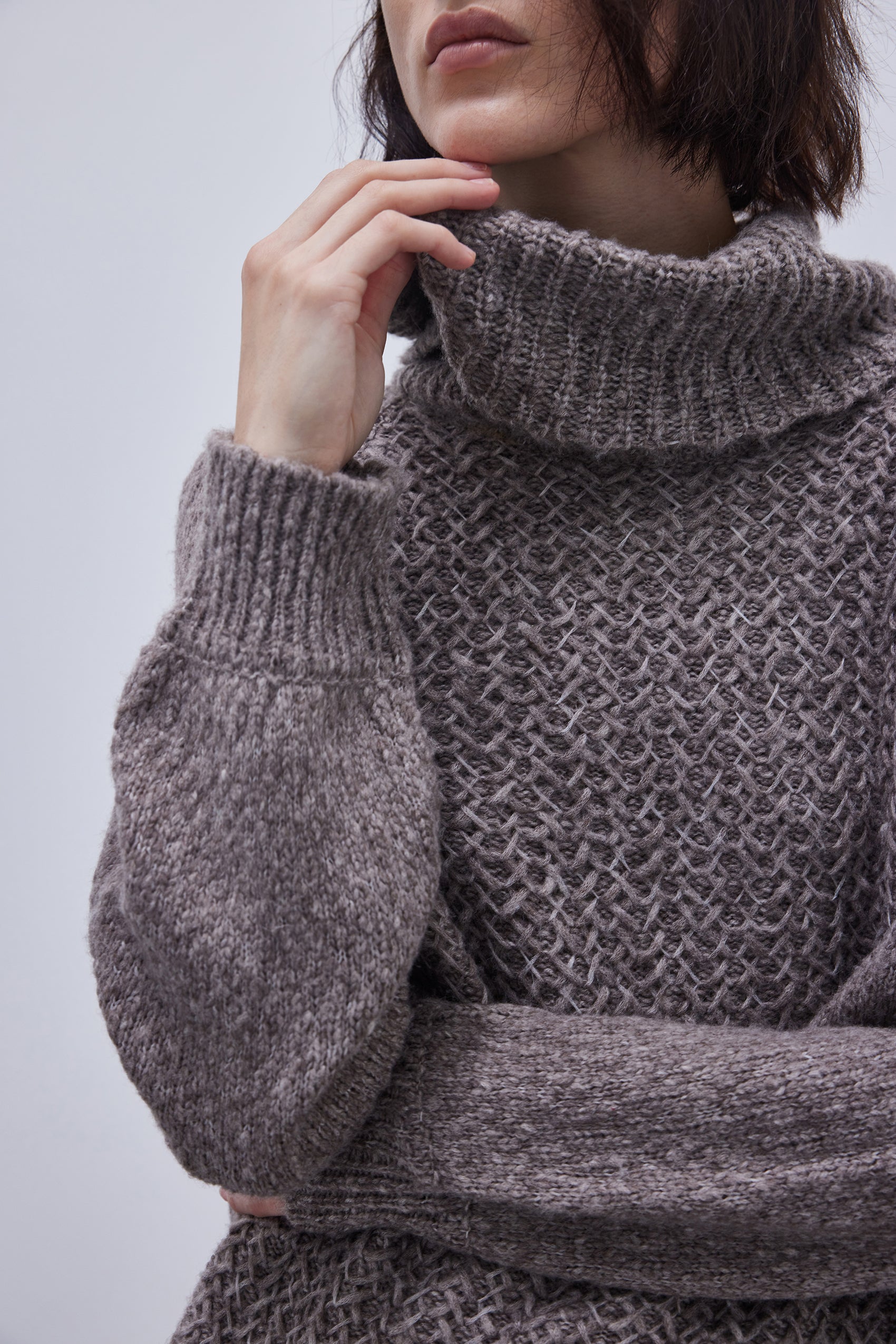 Turtleneck mesh sweater