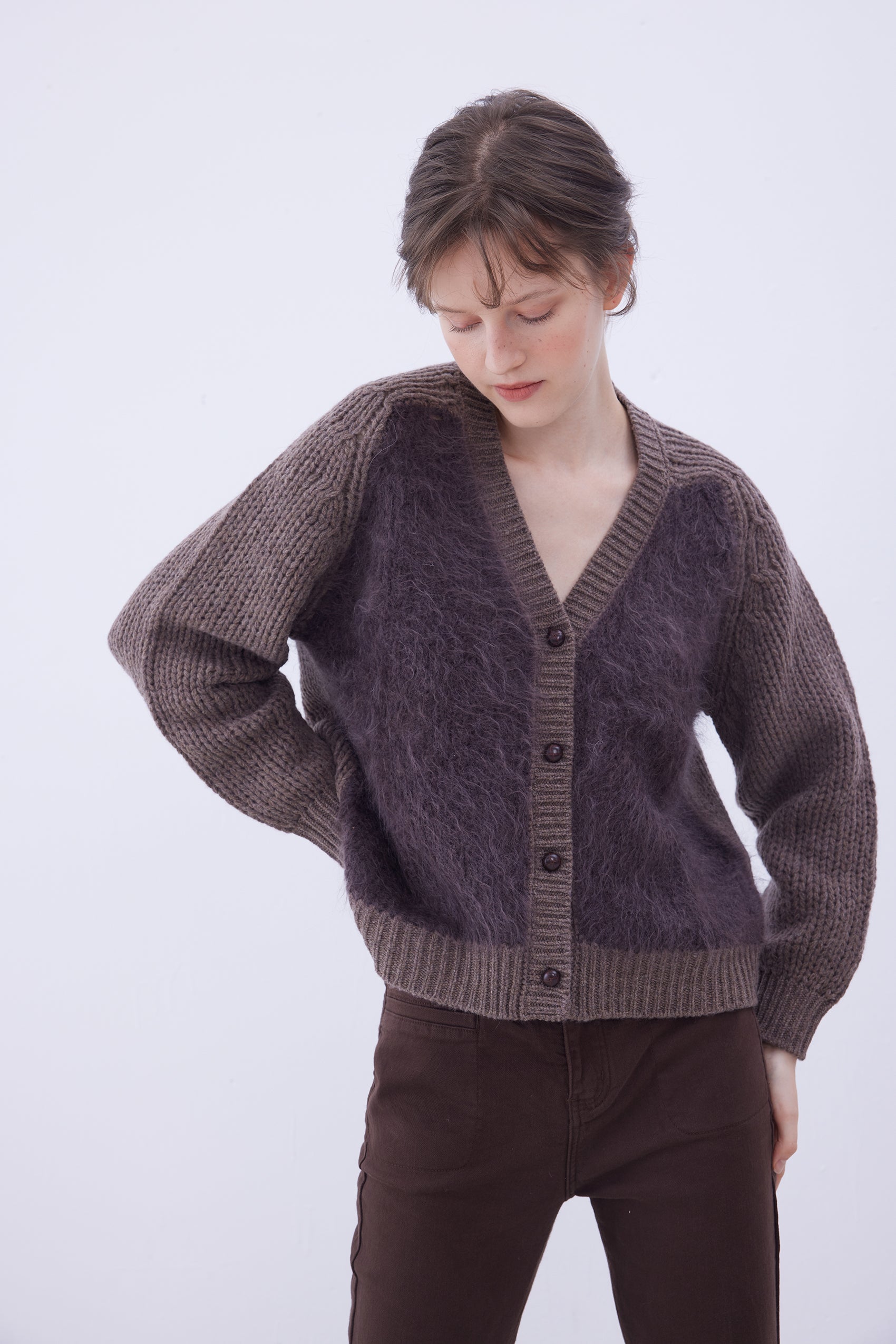 Patchwork wool cardigan