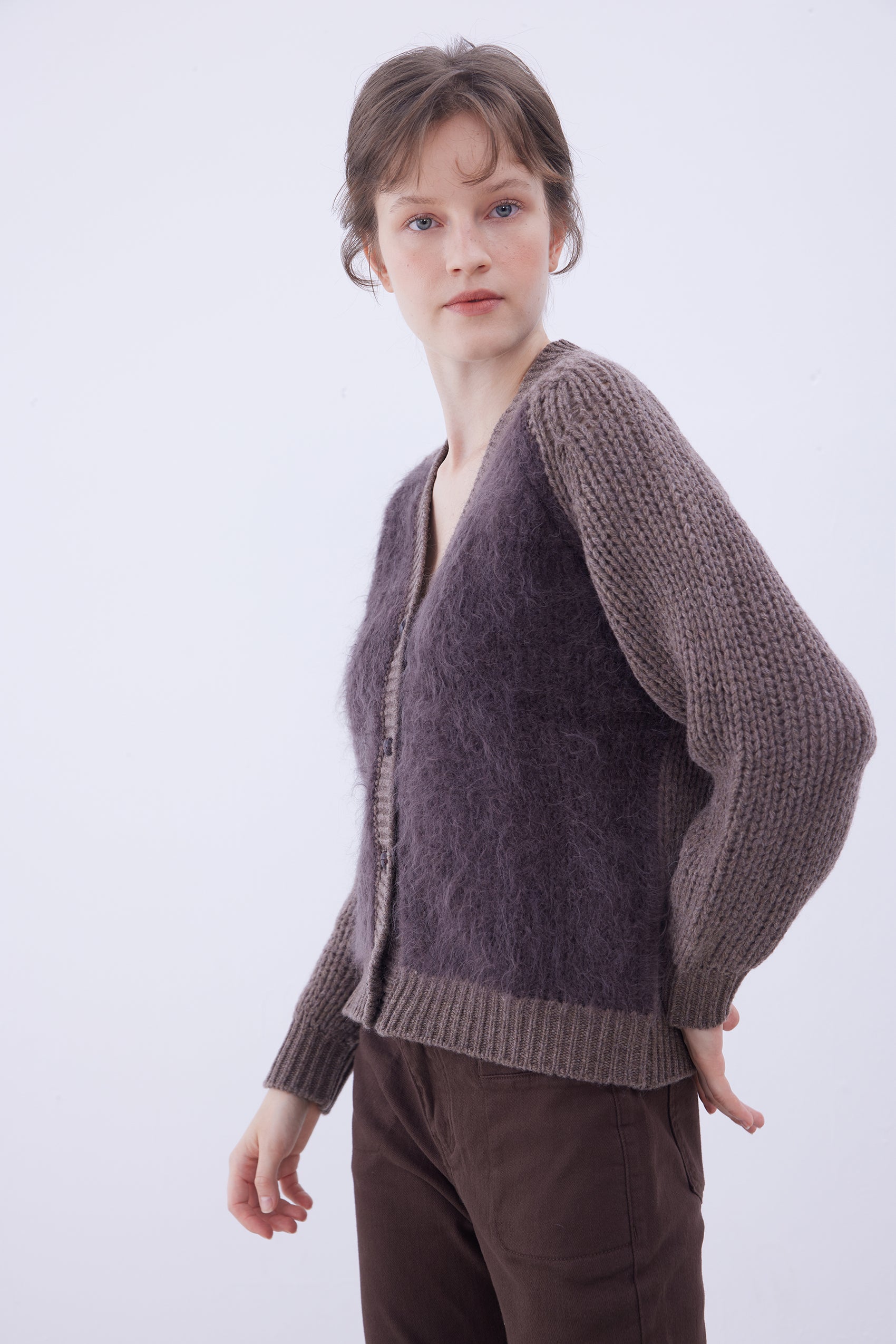 Cardigan en laine patchwork