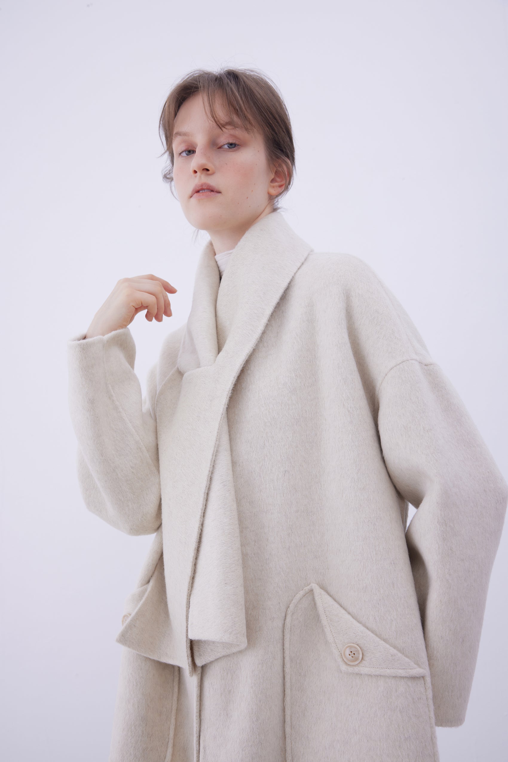 Overcoat with wool scarf