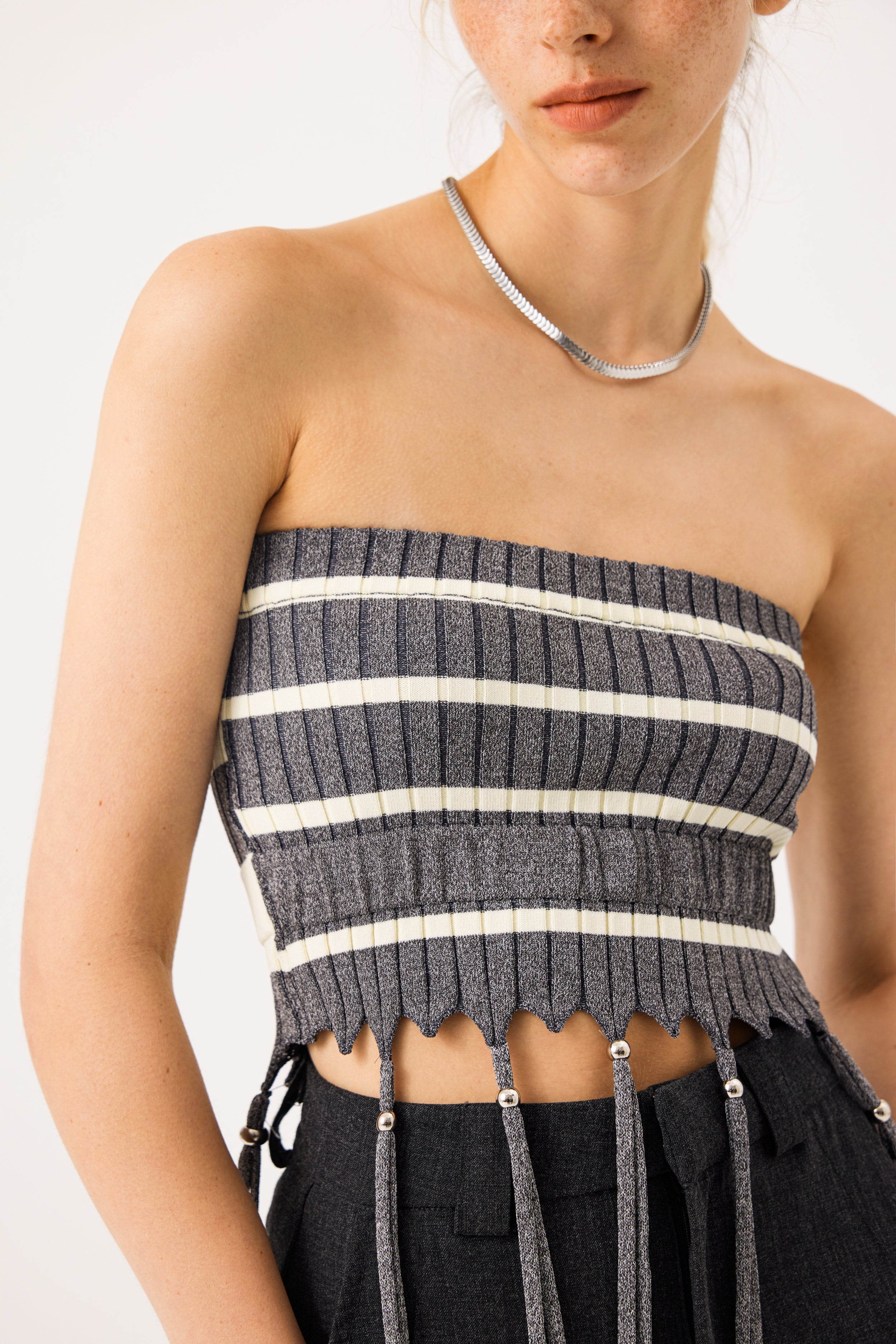 Strapless ribbed top