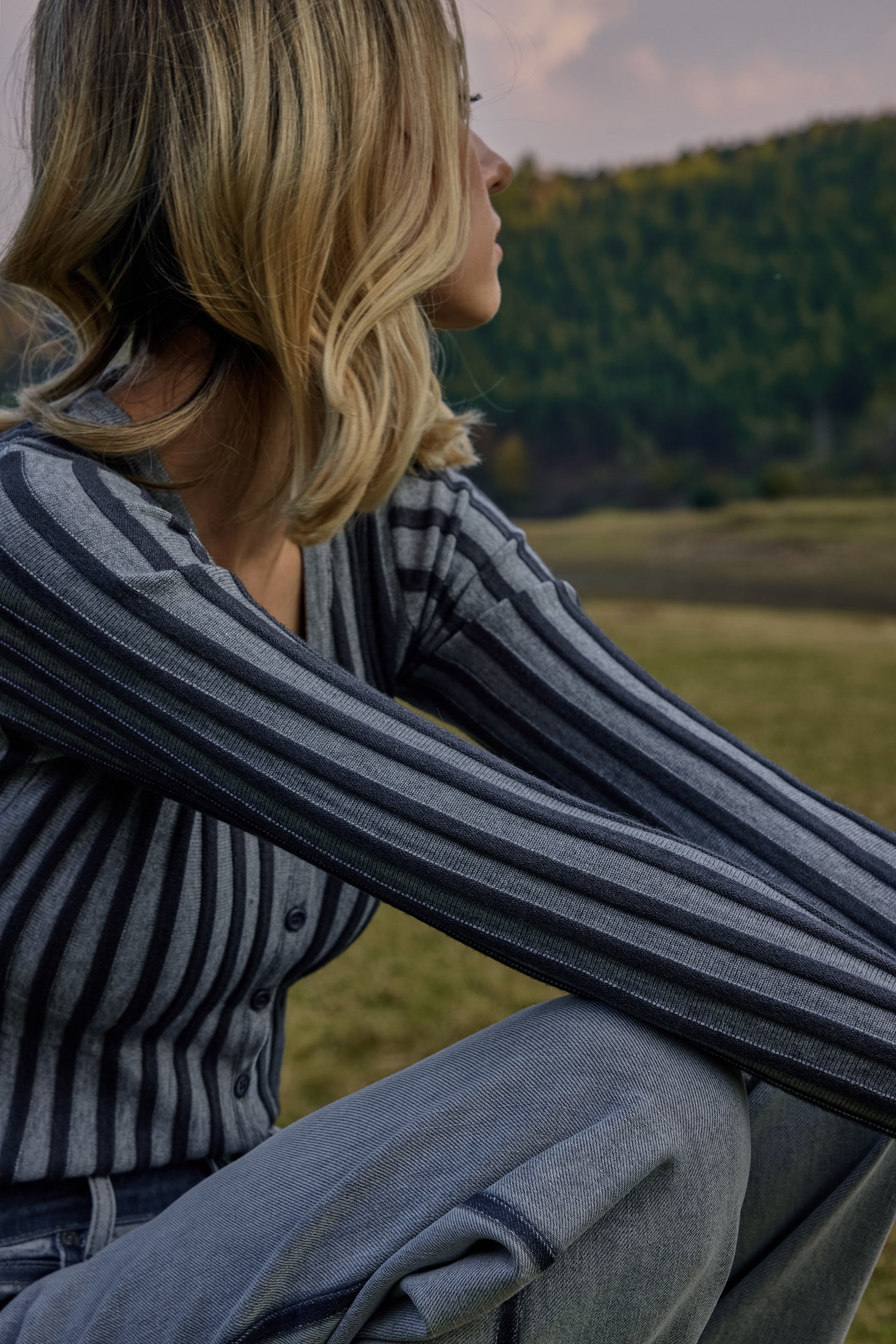 Fitted striped cardigan