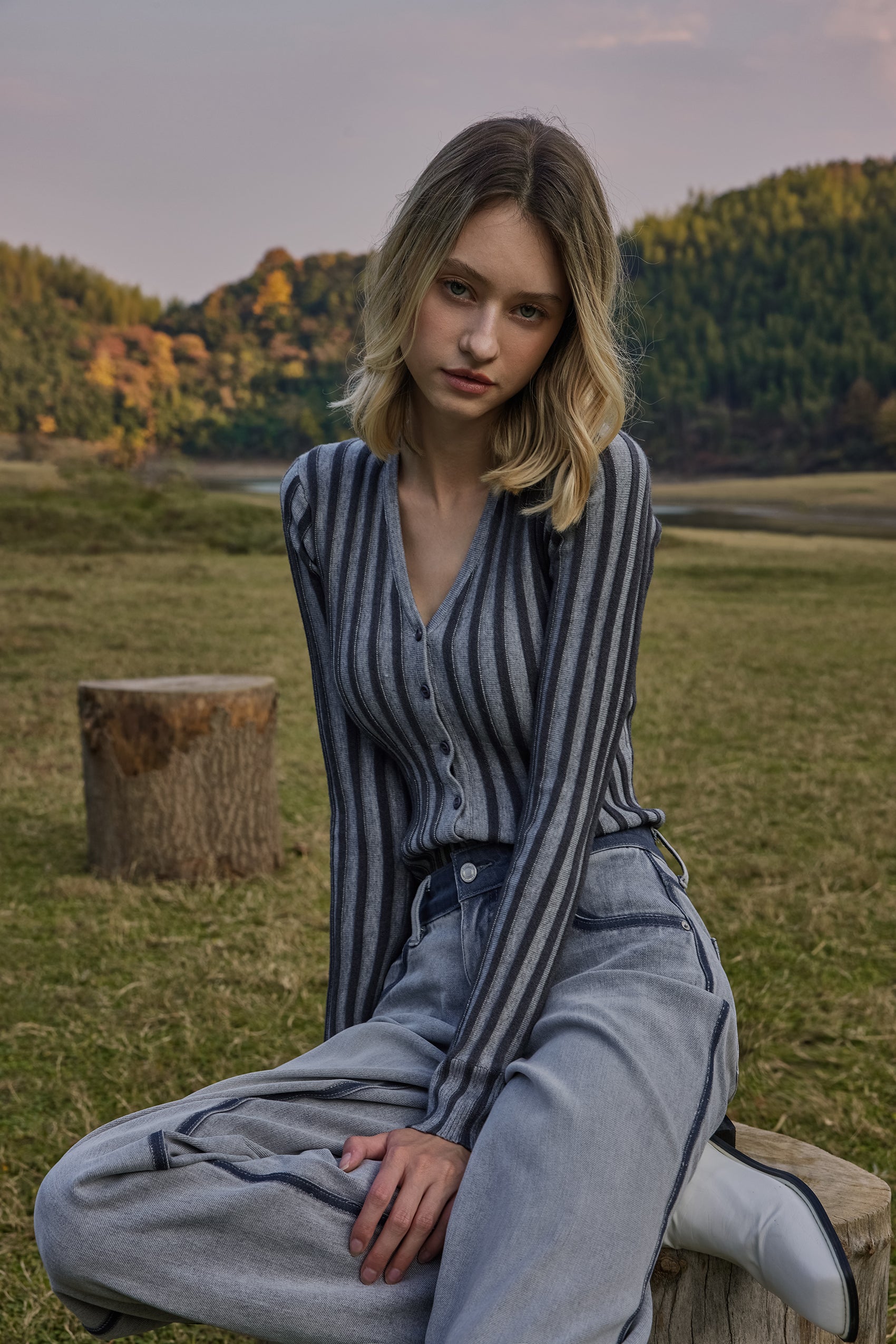 Fitted striped cardigan