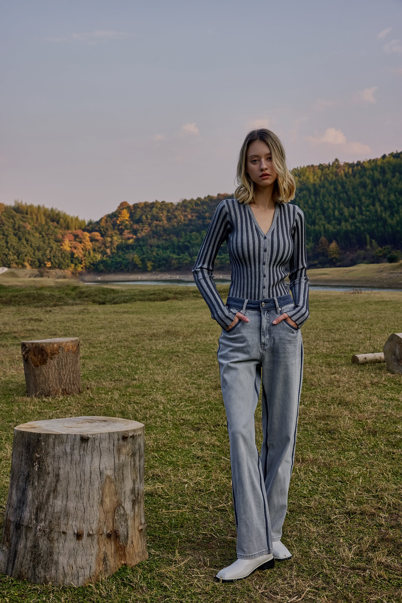 Fitted striped cardigan