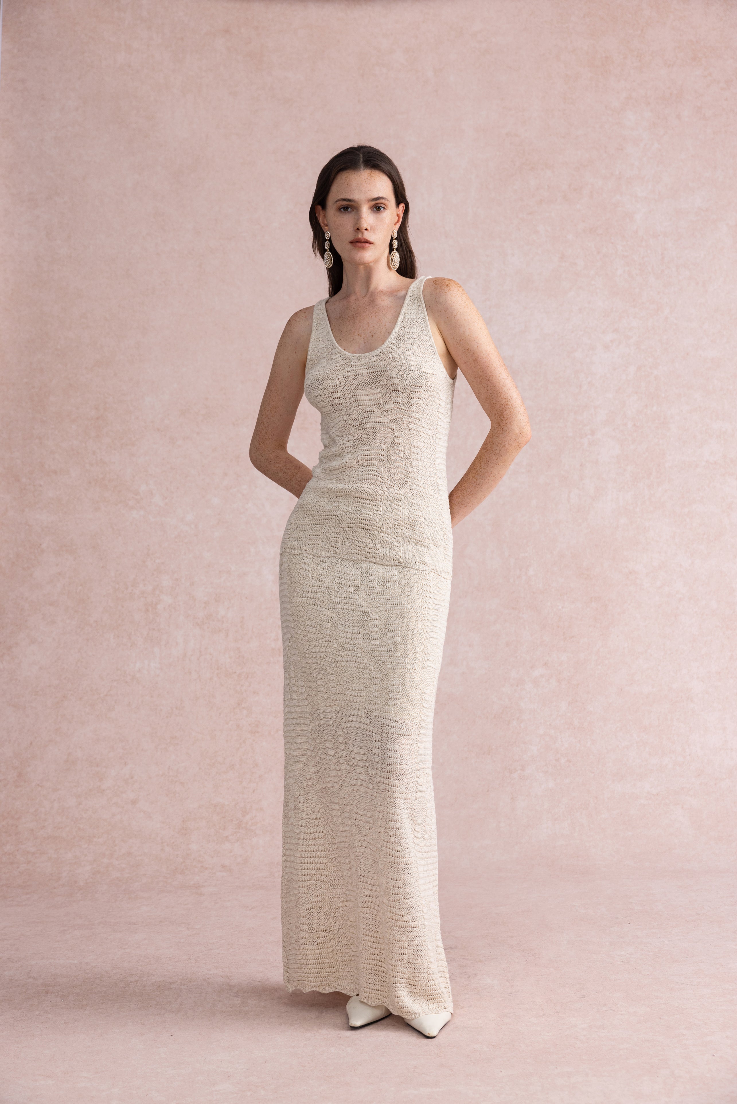 3-Piece knit set with shawl