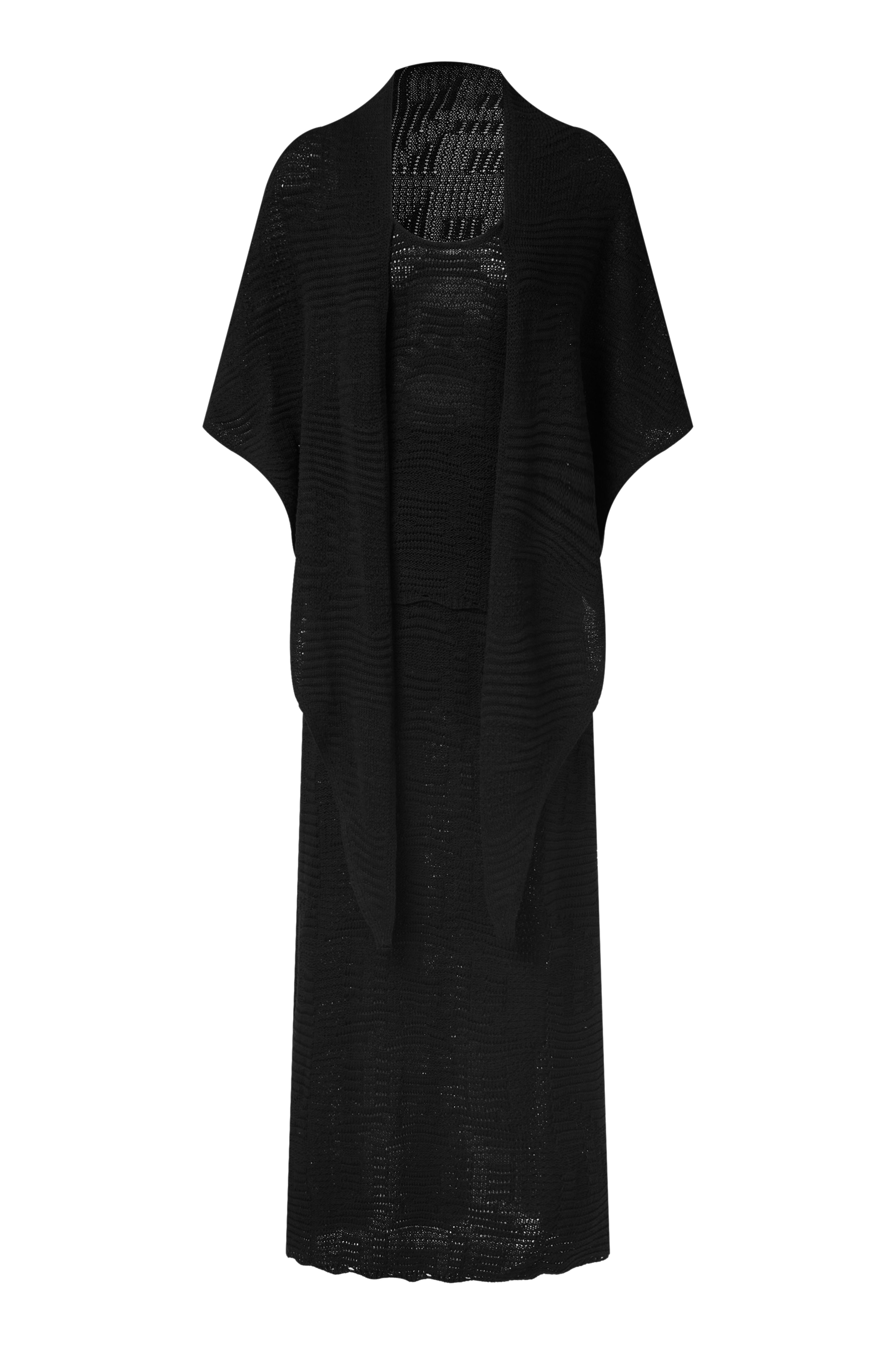 3-Piece knit set with shawl