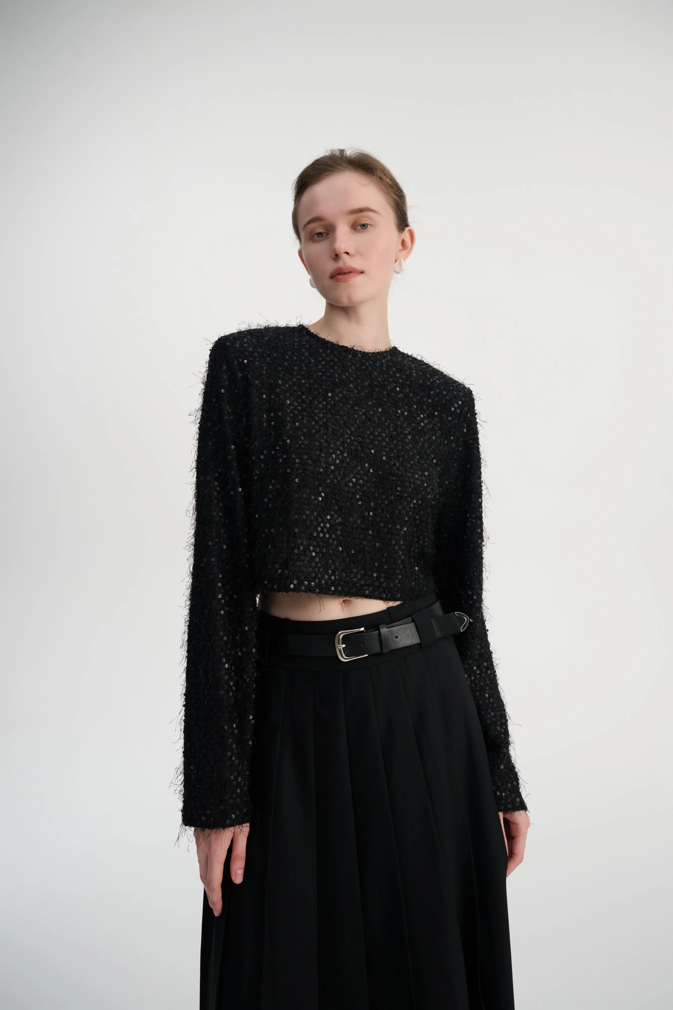 Cropped sequin top