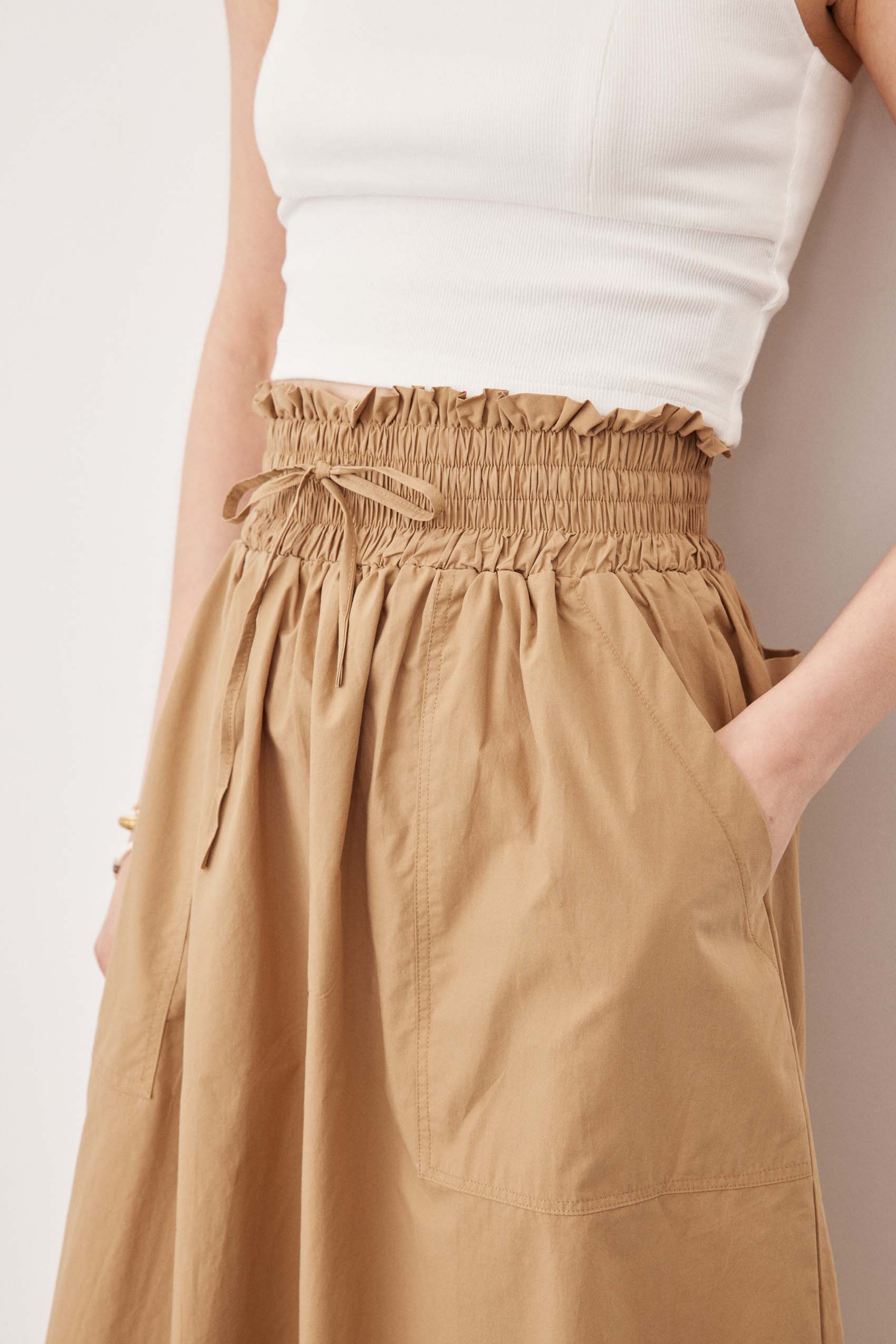 Smocked A-line skirt