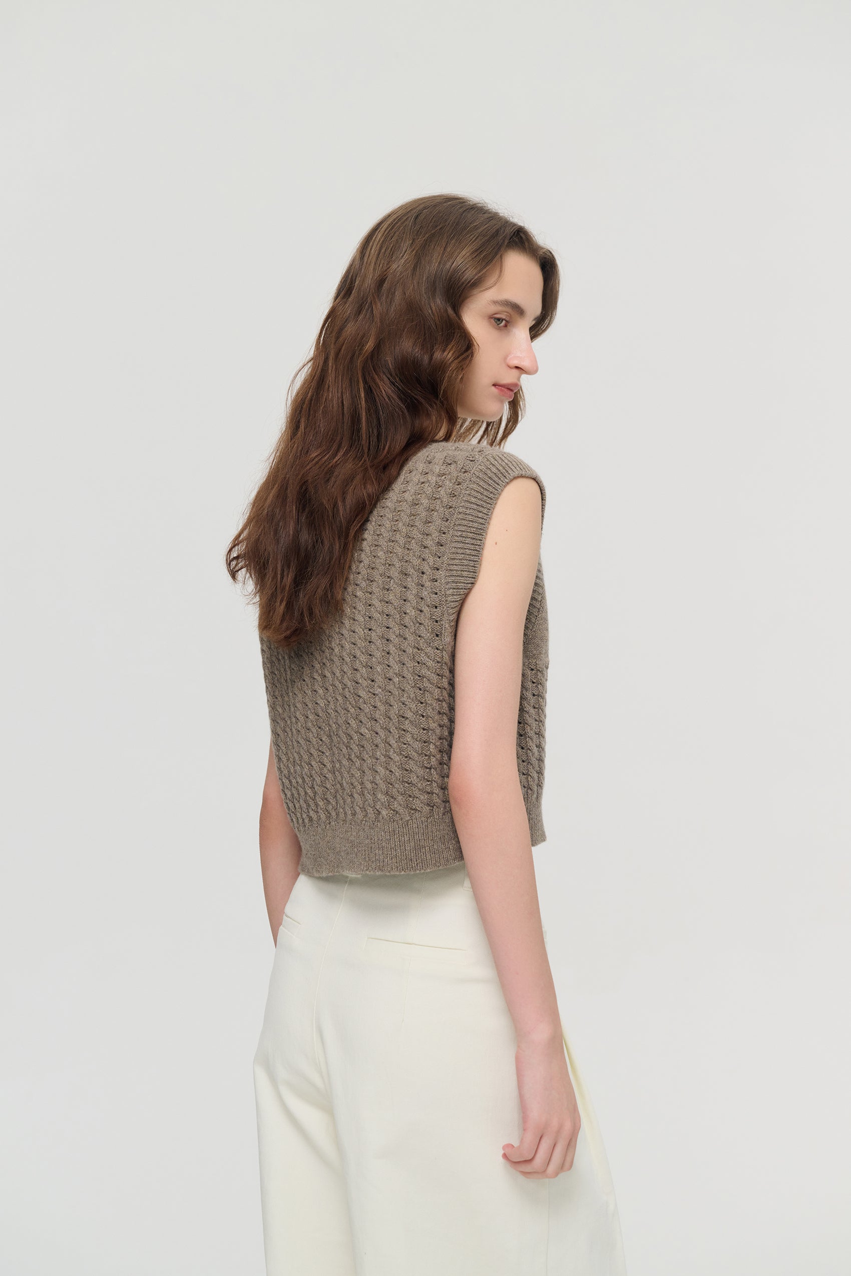 Pointelle knit vest