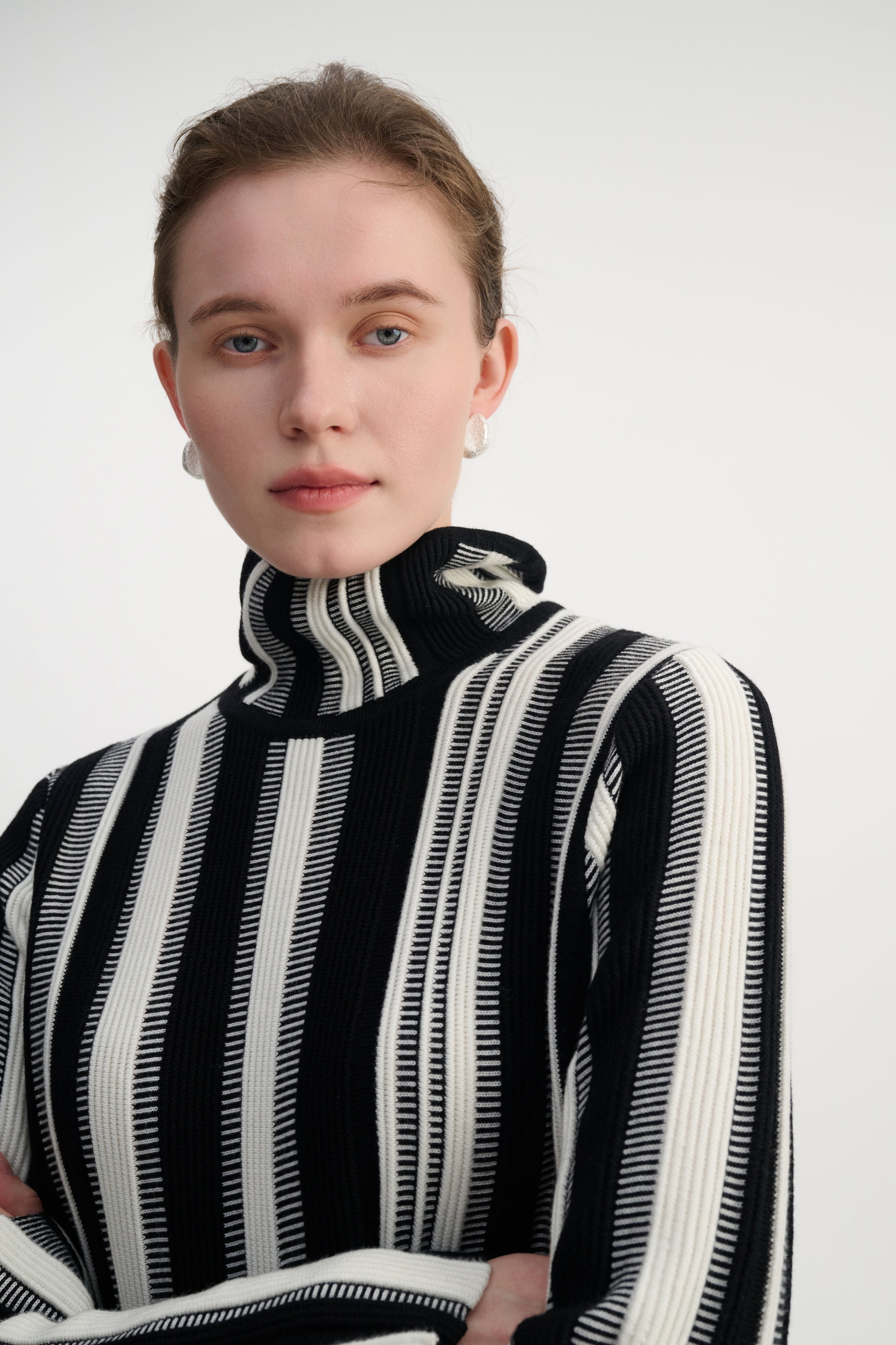 Asymmetrical striped sweater