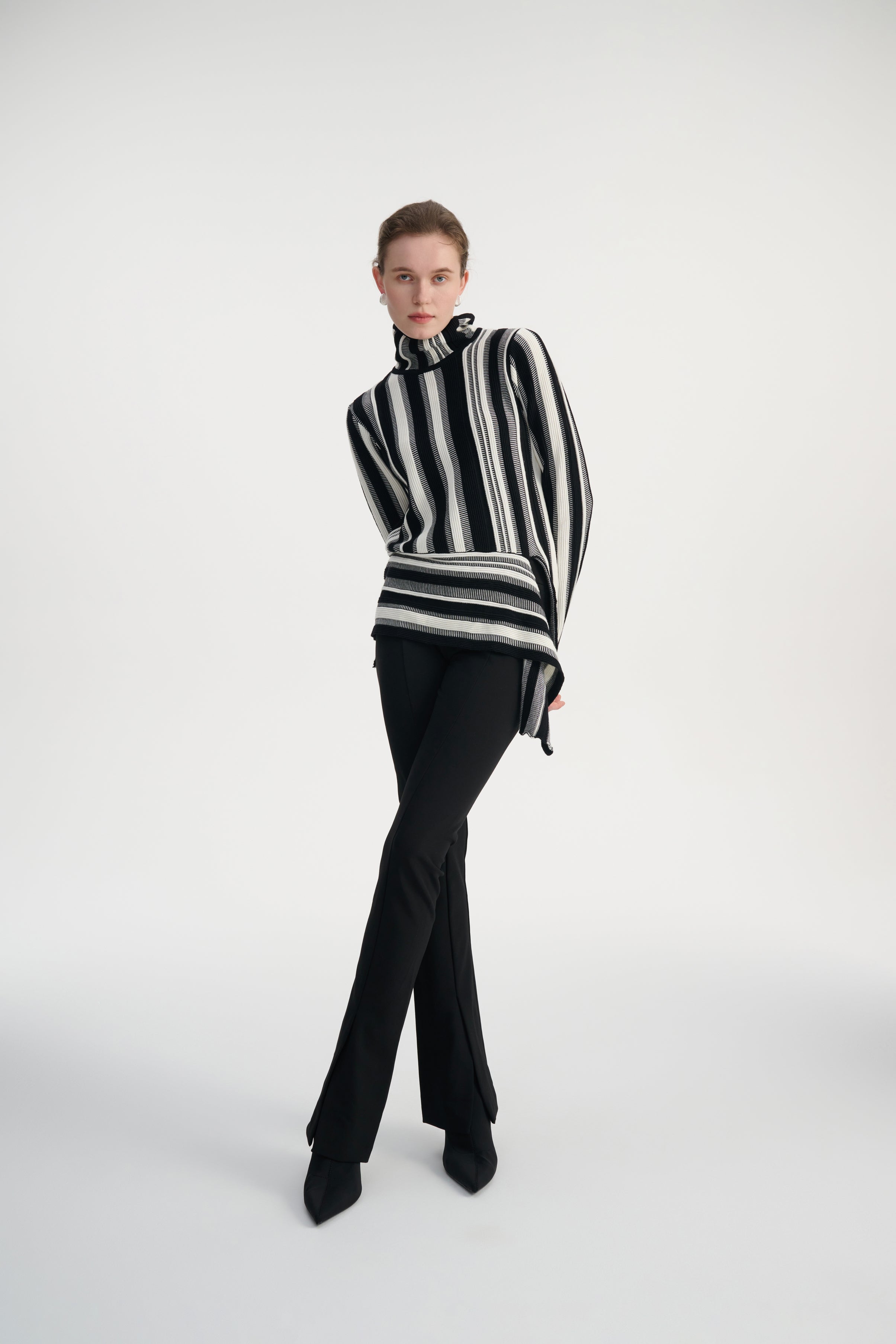 Asymmetrical striped sweater