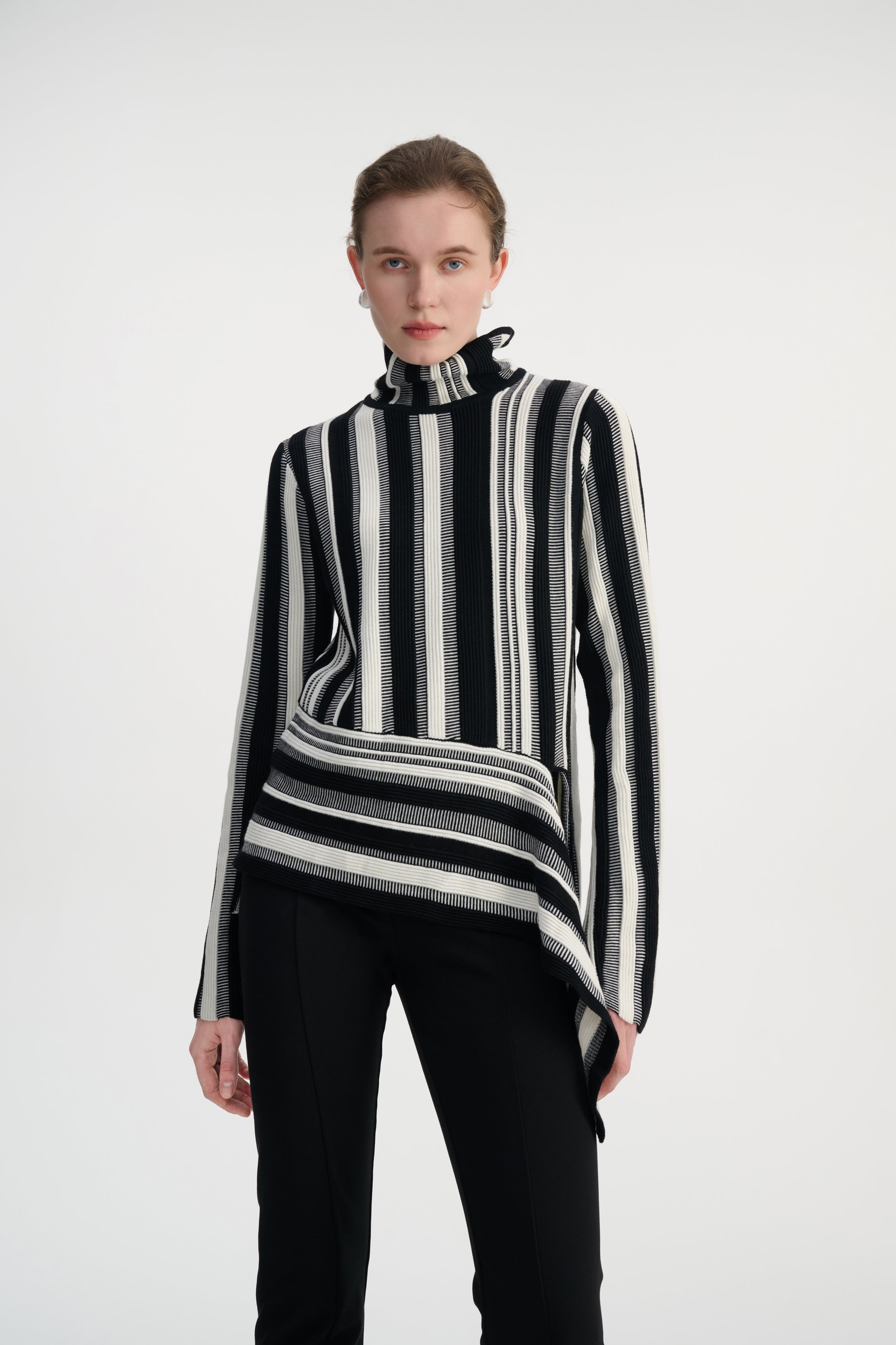 Asymmetrical striped sweater