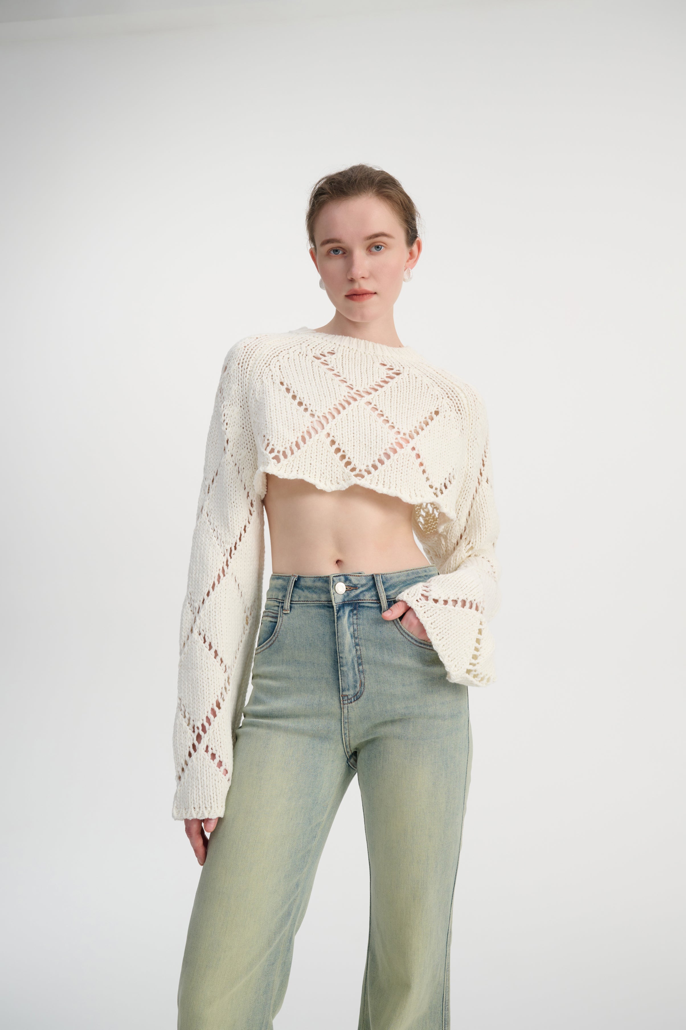 Cropped open back sweater
