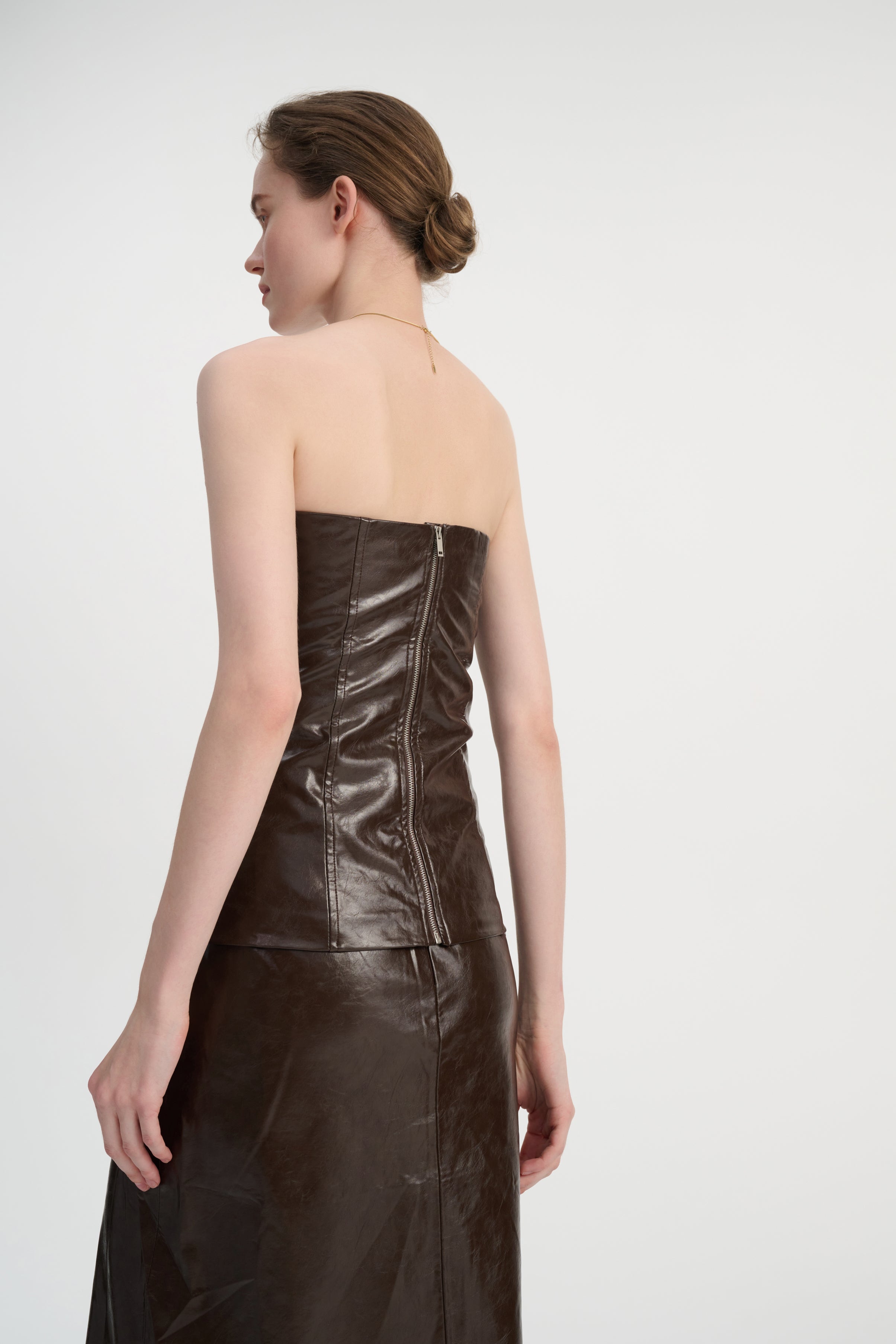 Strapless faux leather set