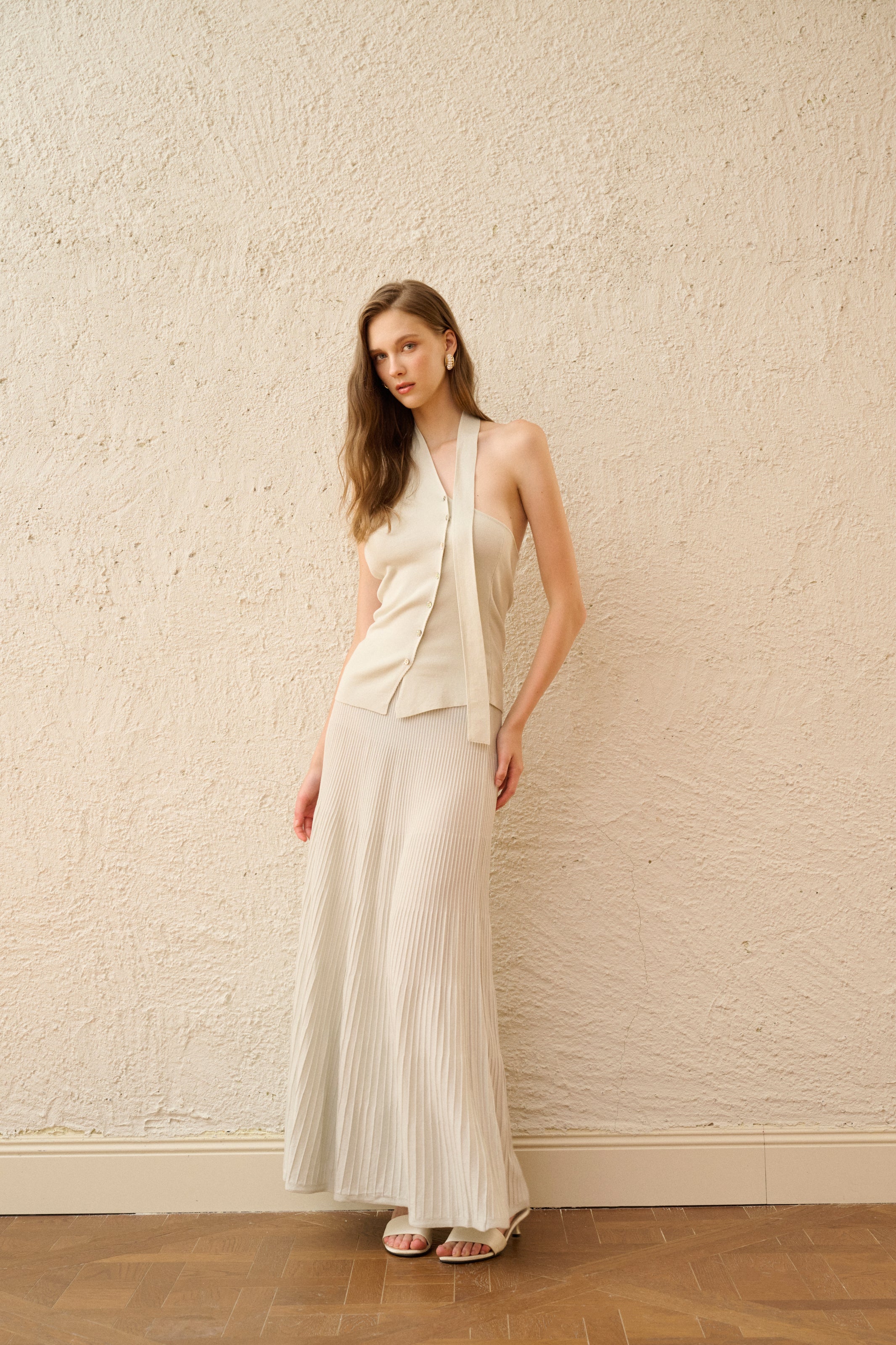 A-line maxi knit skirt