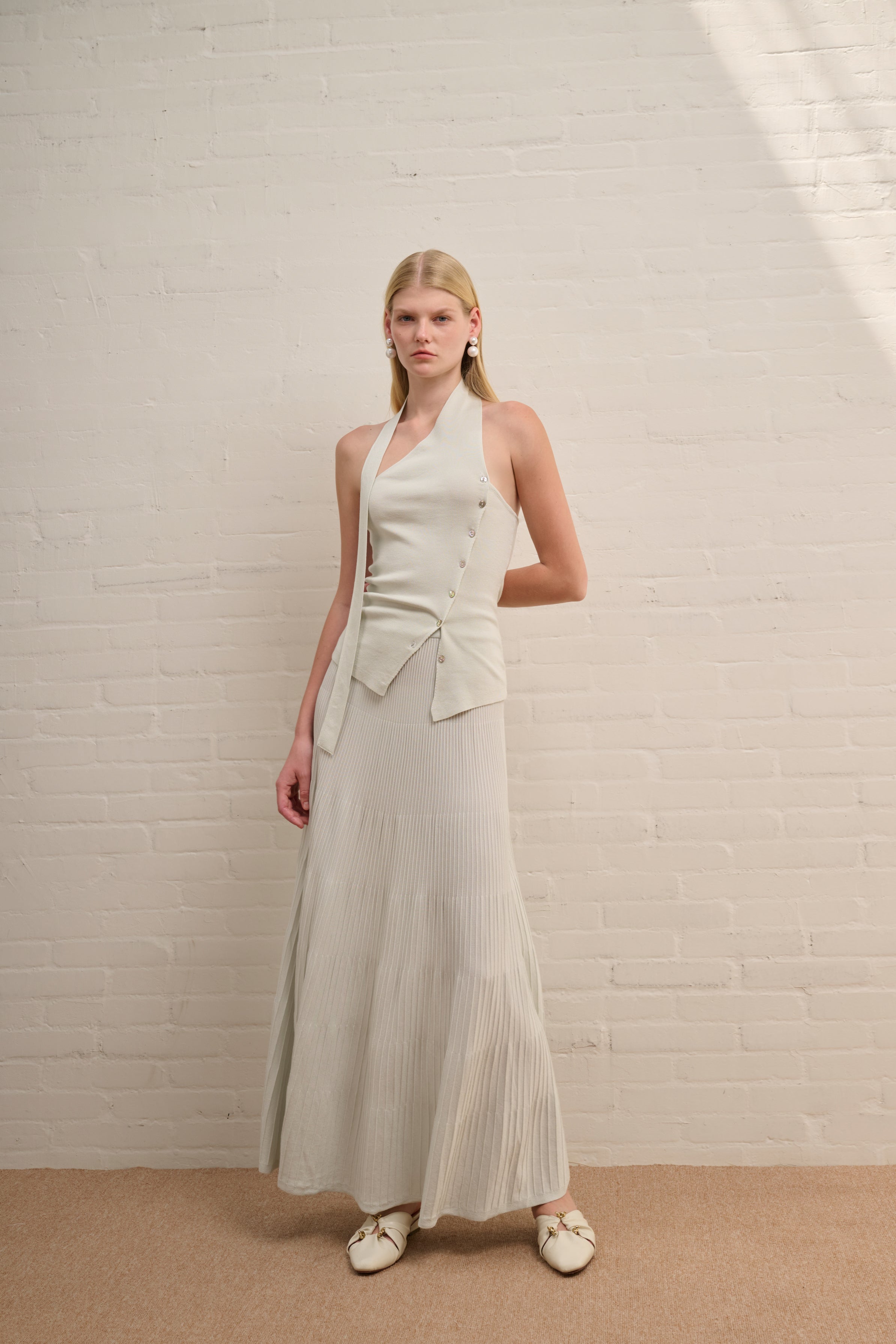 A-line maxi knit skirt