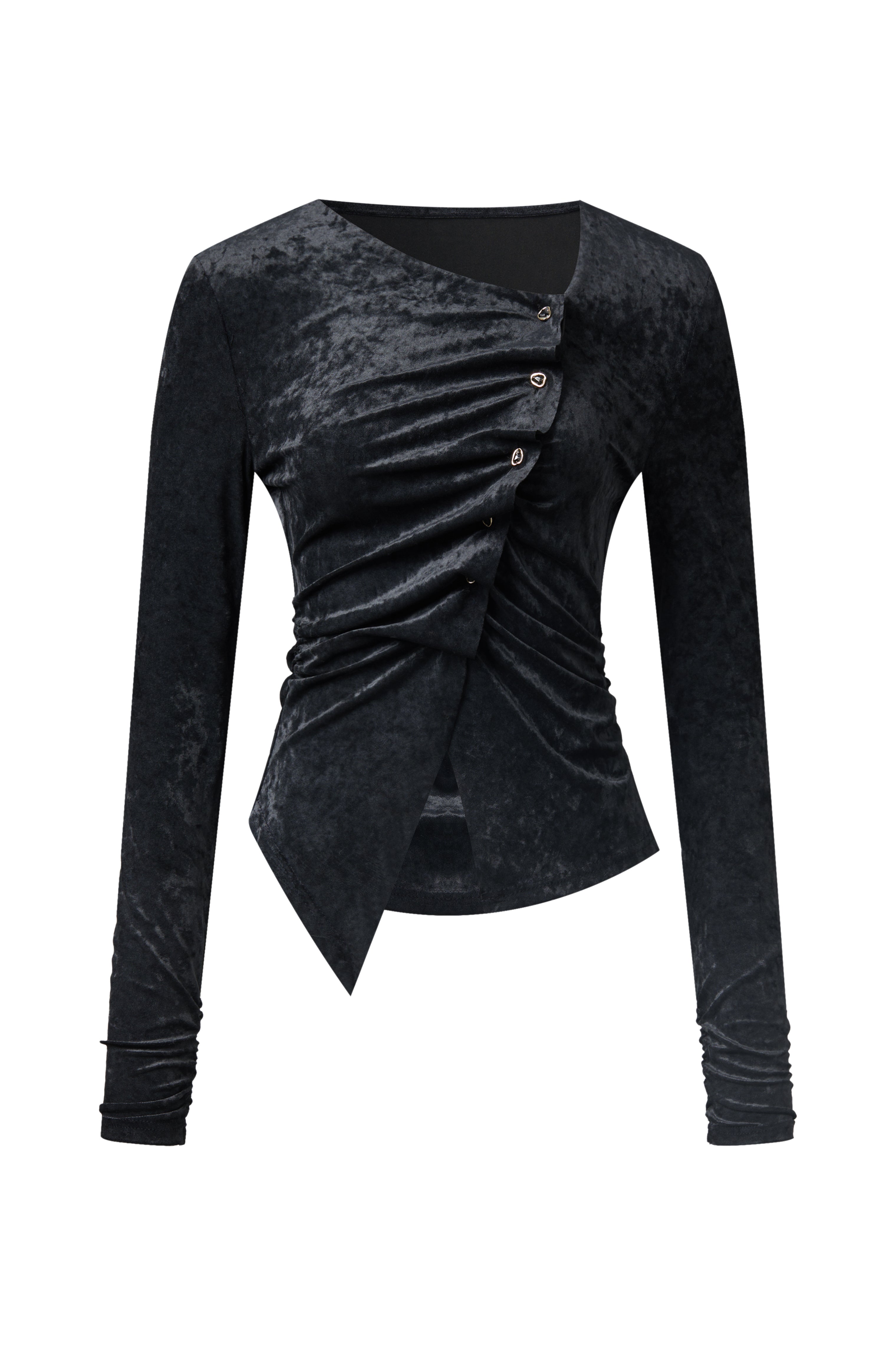 Asymmetrical velvet top