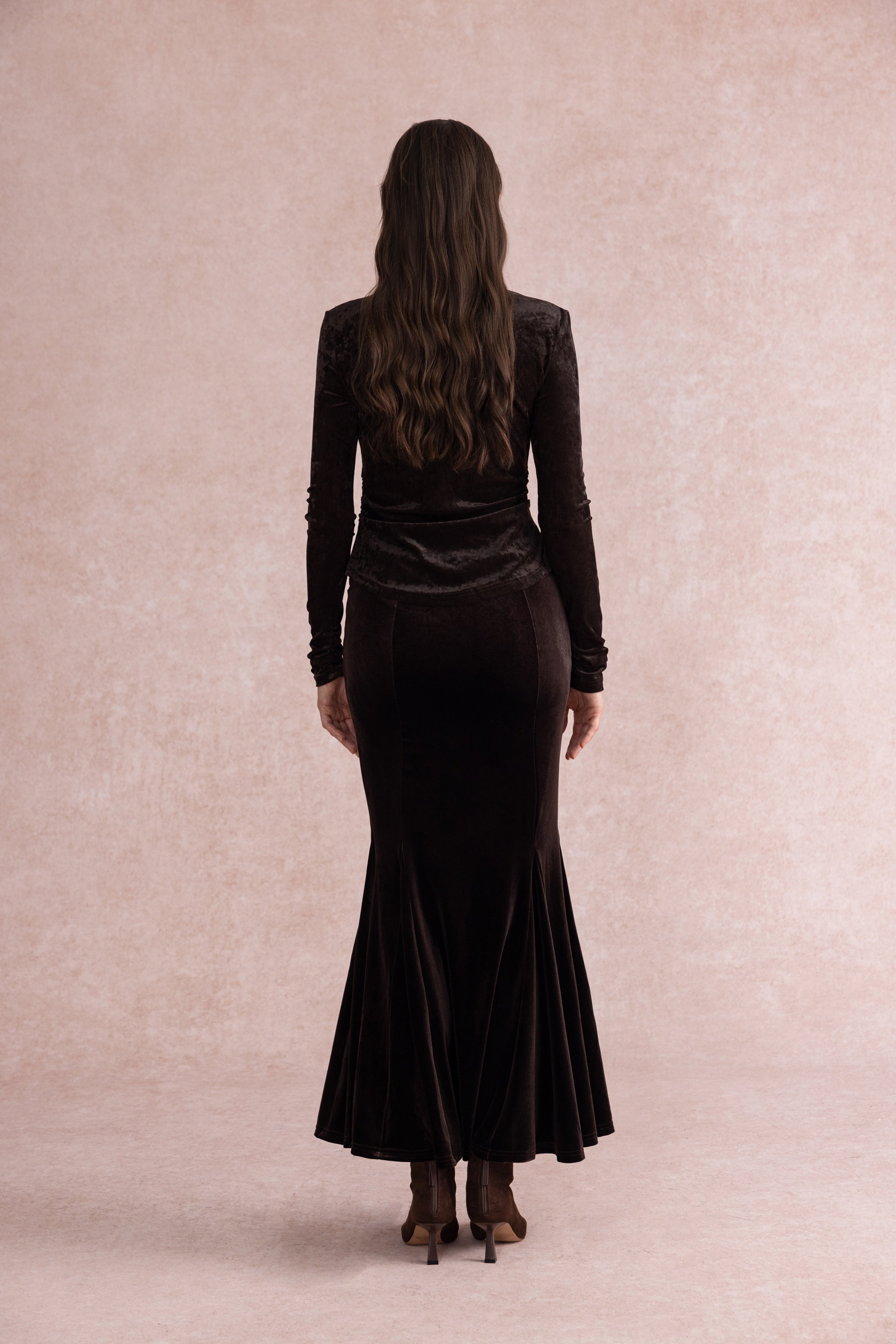 Asymmetrical velvet top