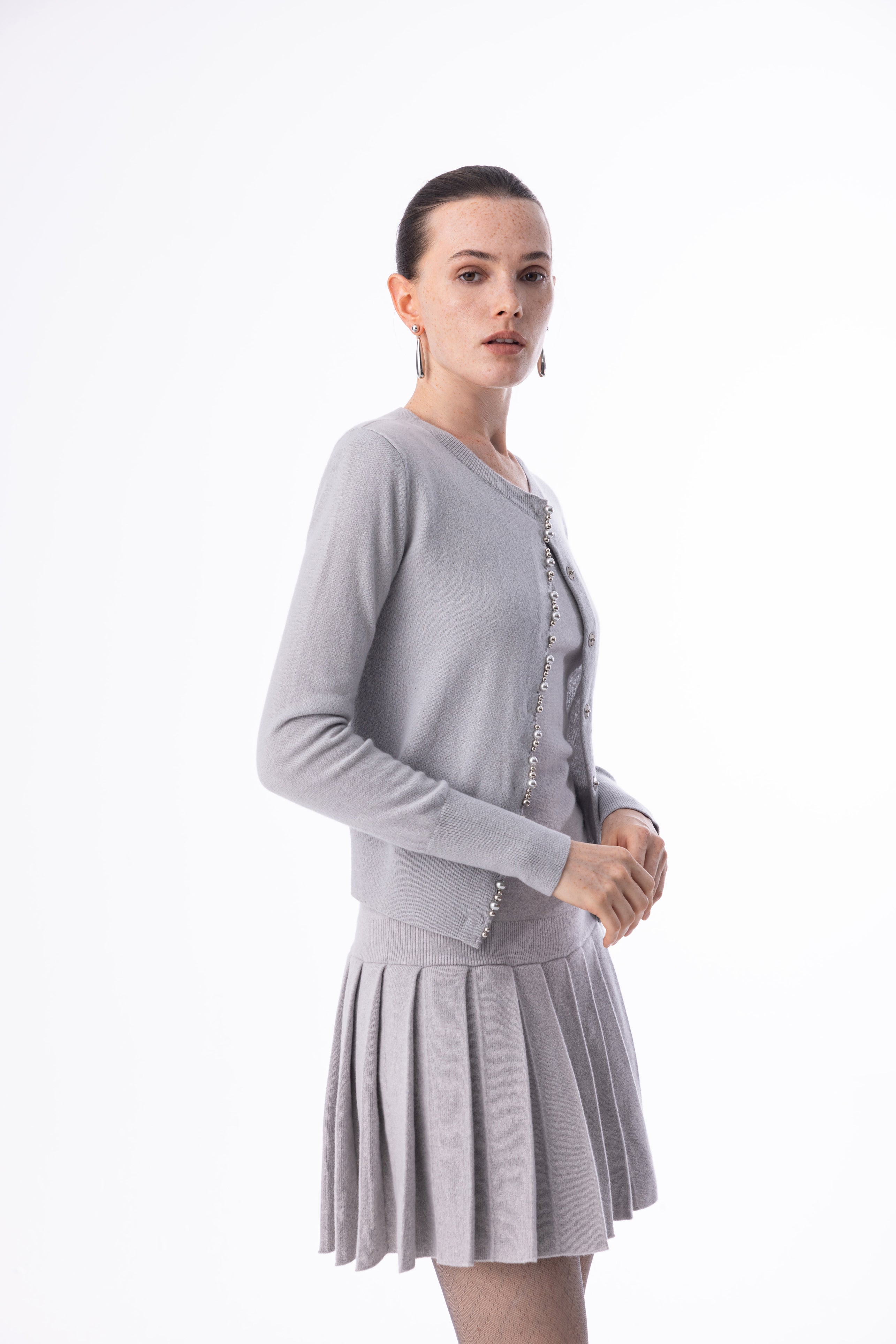 Pearl edge wool cardigan
