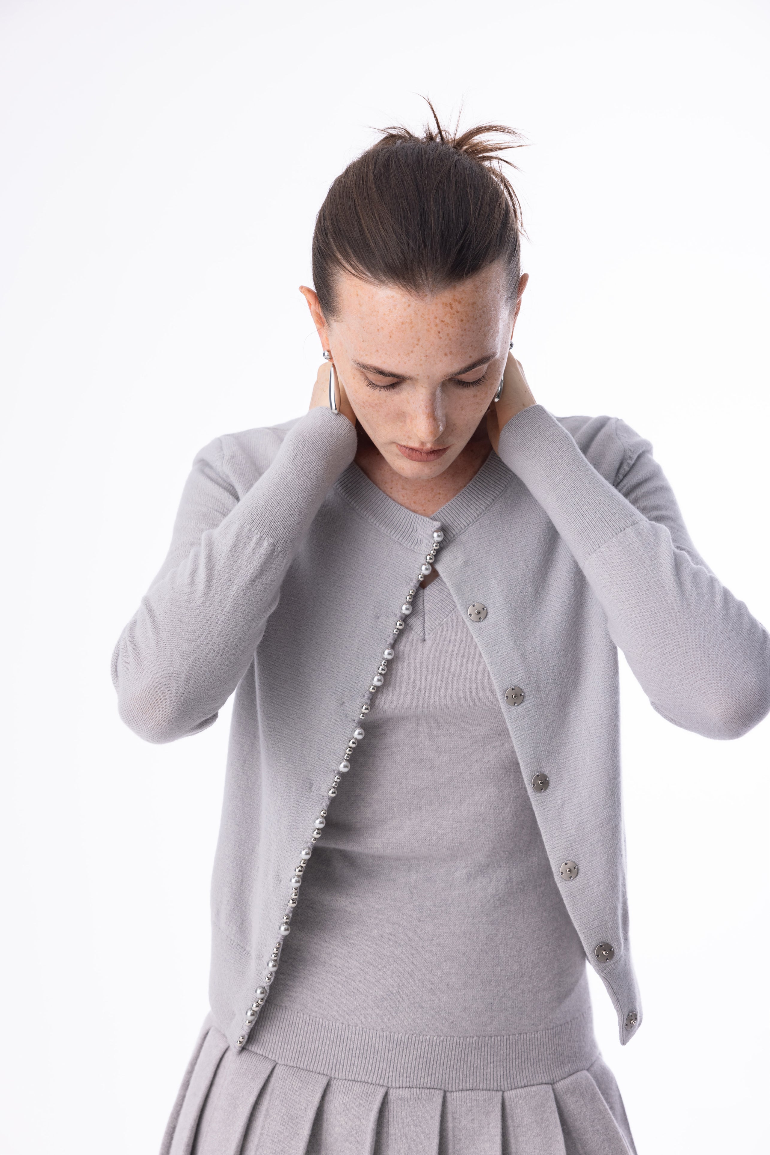 Pearl edge wool cardigan