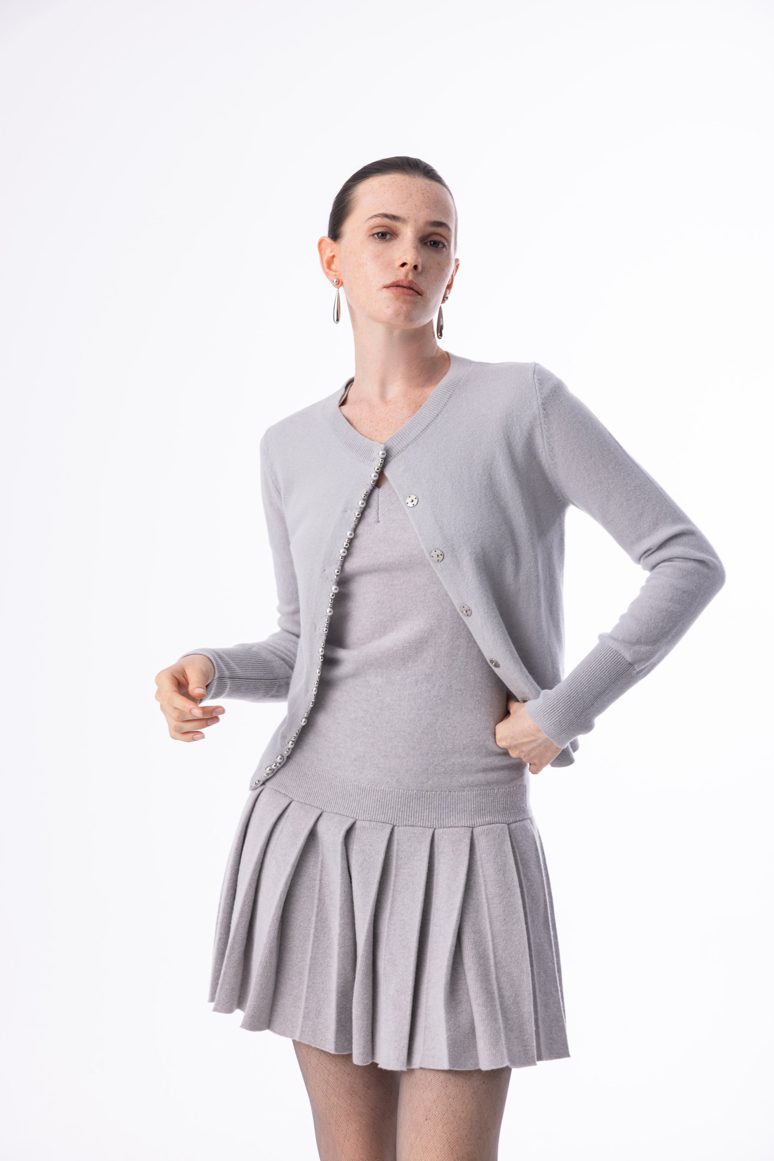 Pearl edge wool cardigan