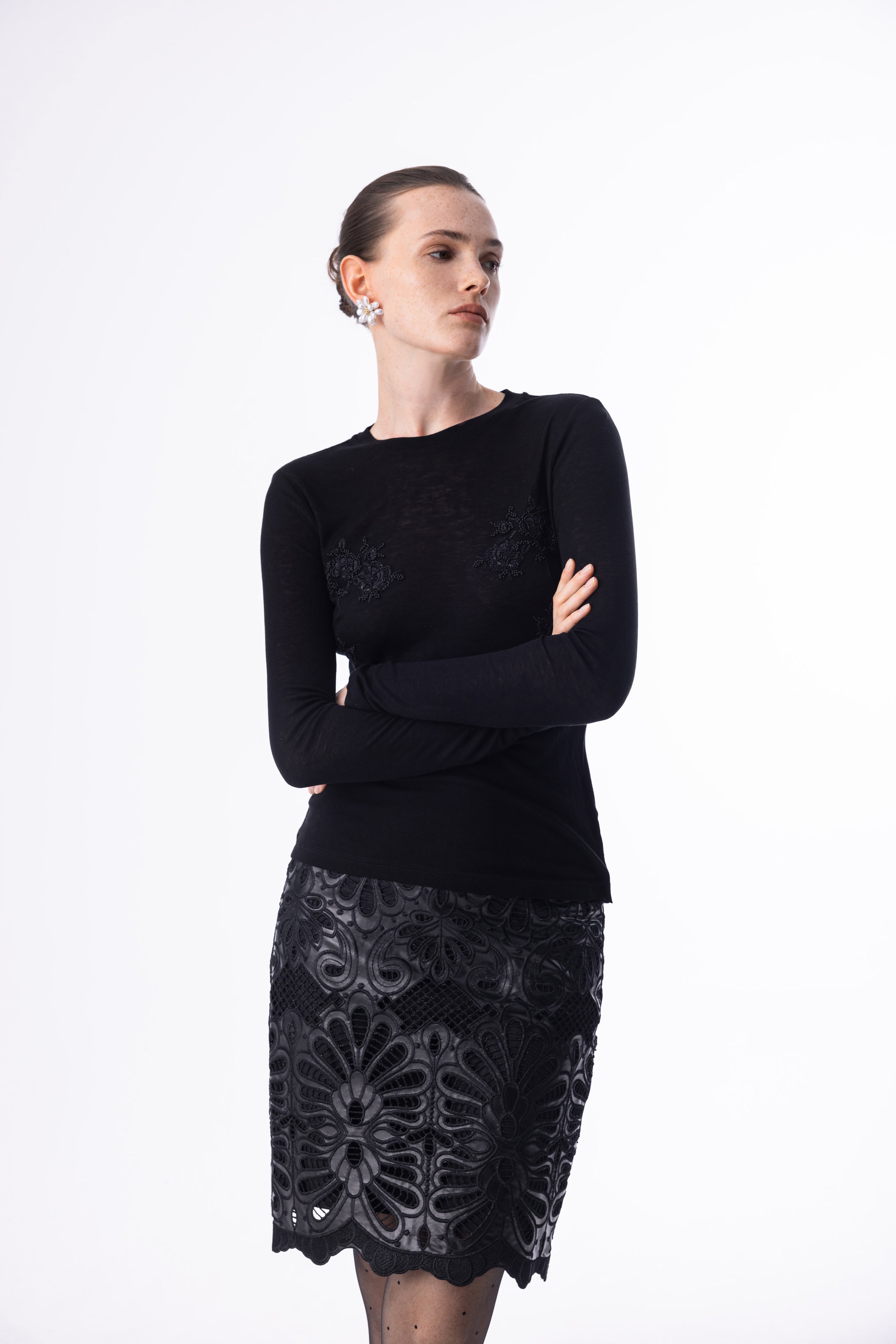 Beaded embroidered top