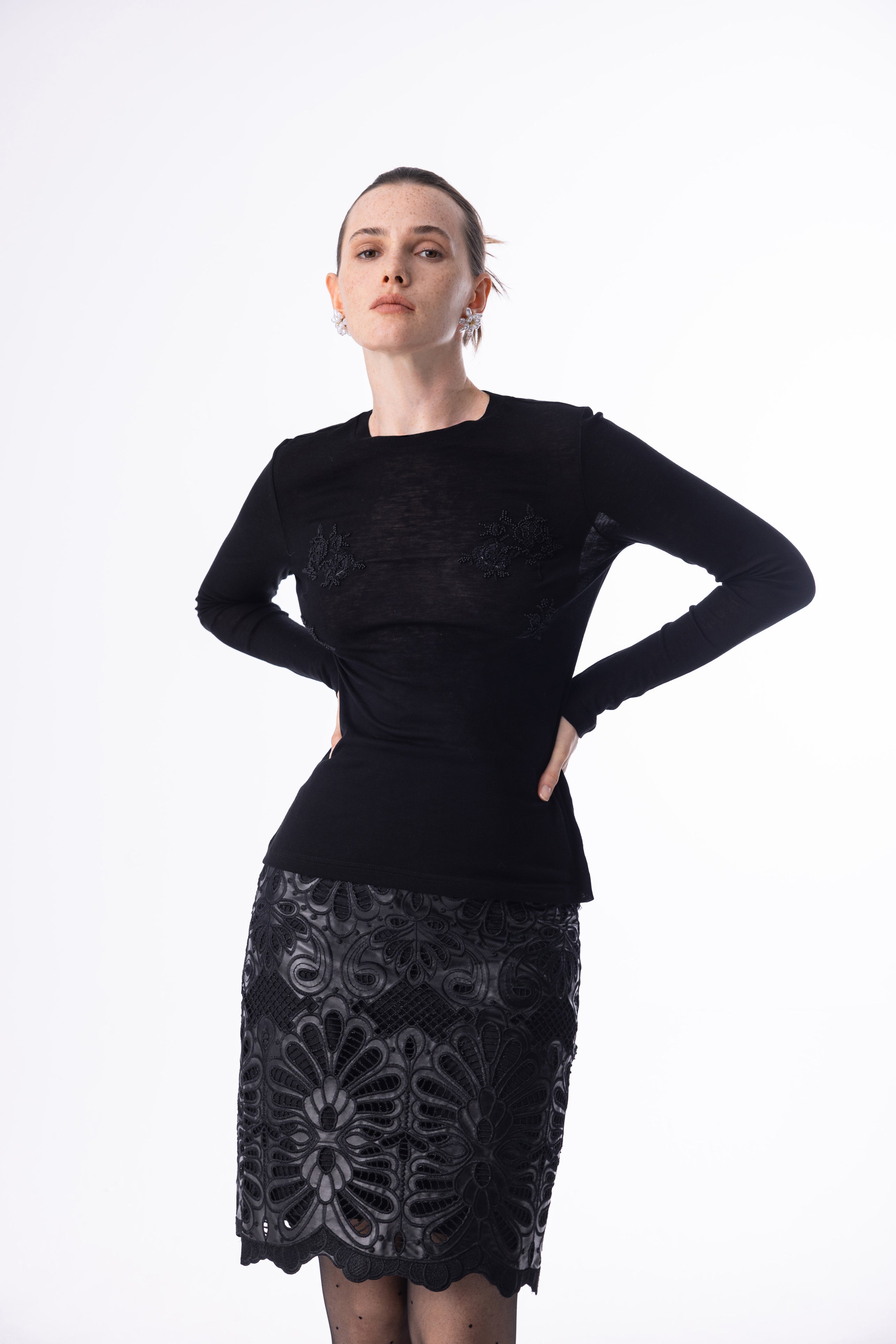 Beaded embroidered top