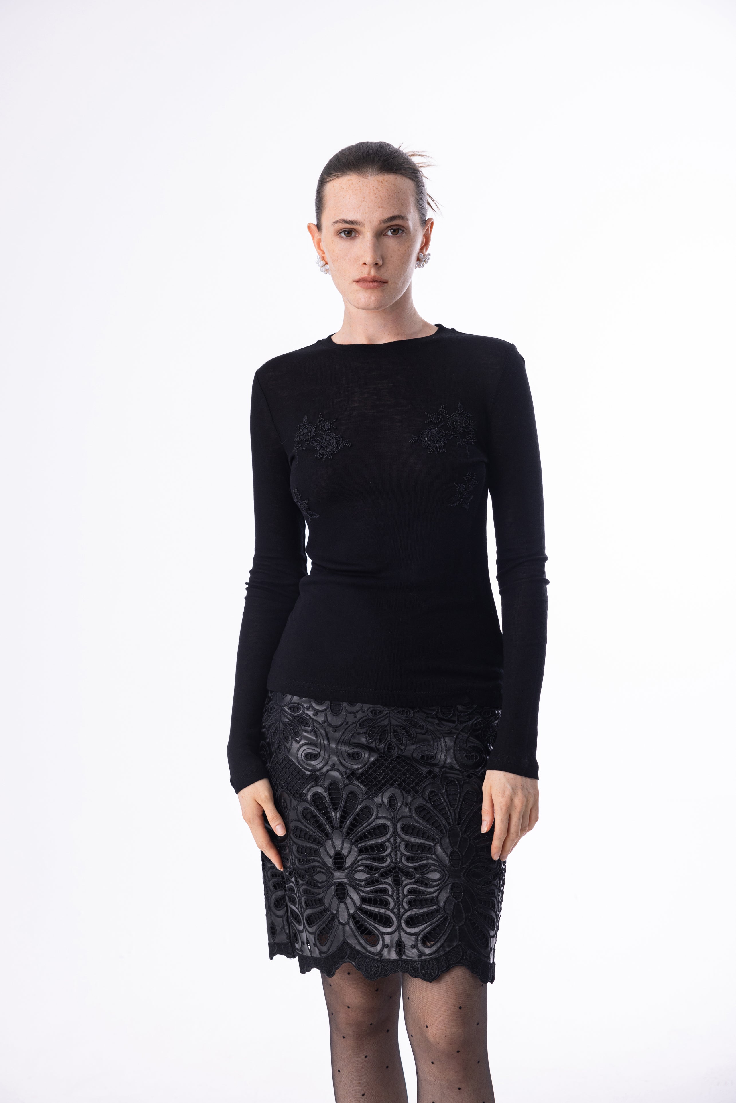 Beaded embroidered top