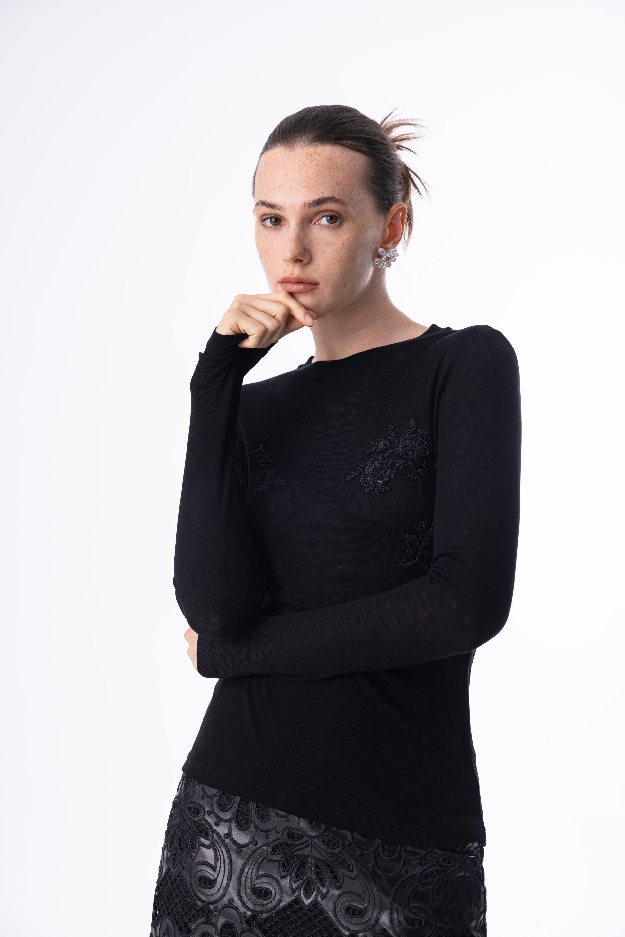 Beaded embroidered top