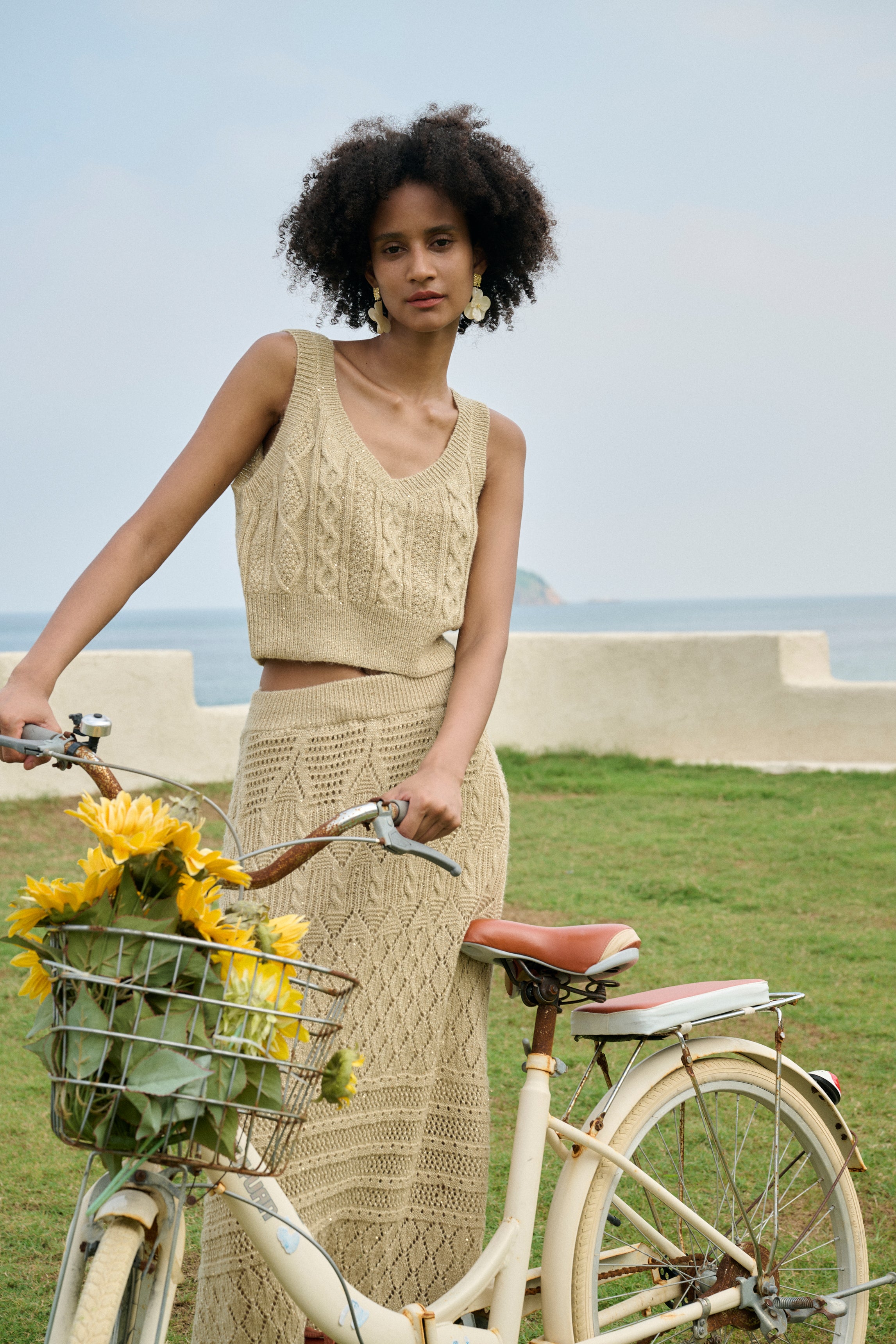 Cable knit vest & maxi skirt