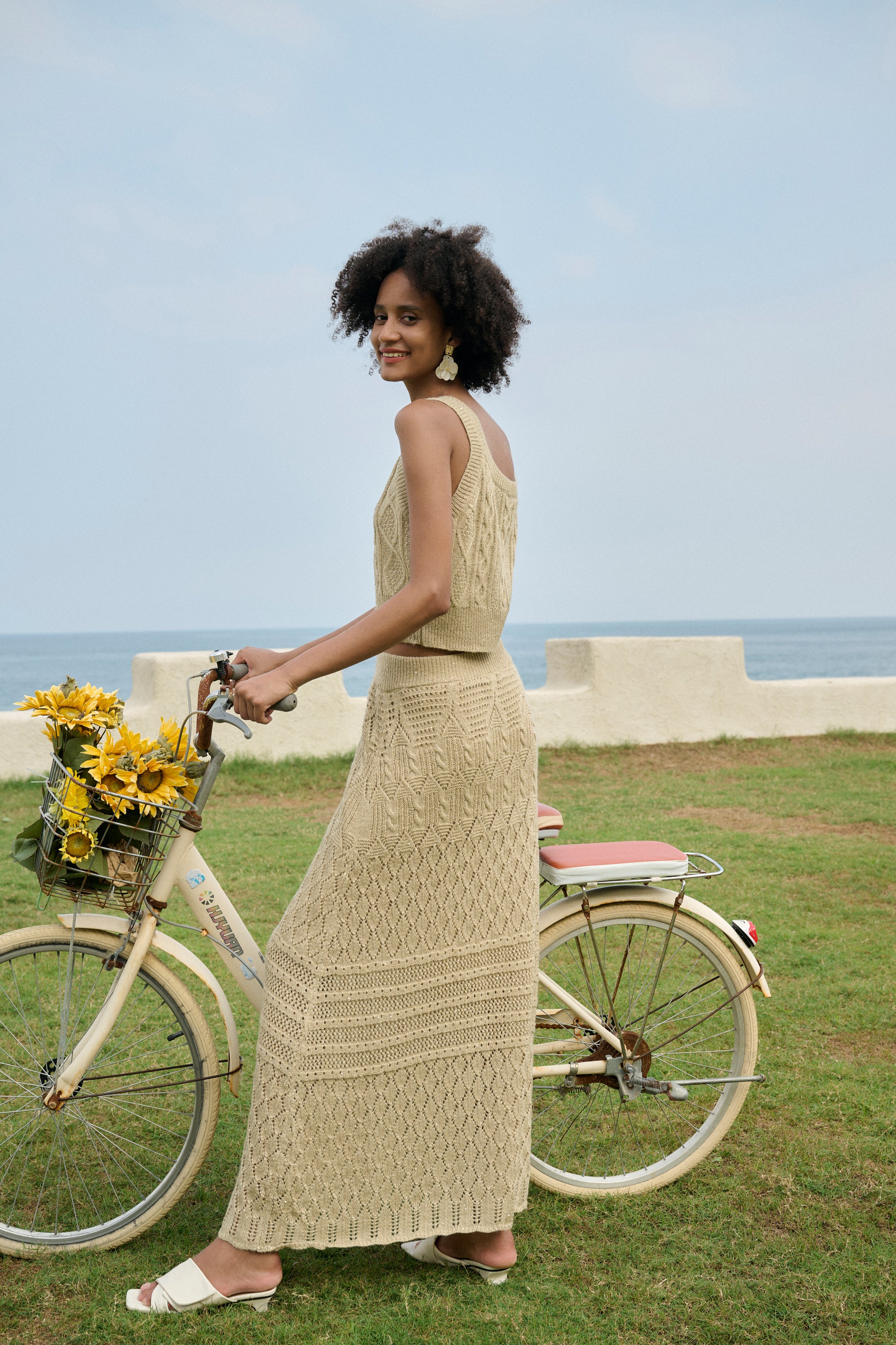 Cable knit vest & maxi skirt