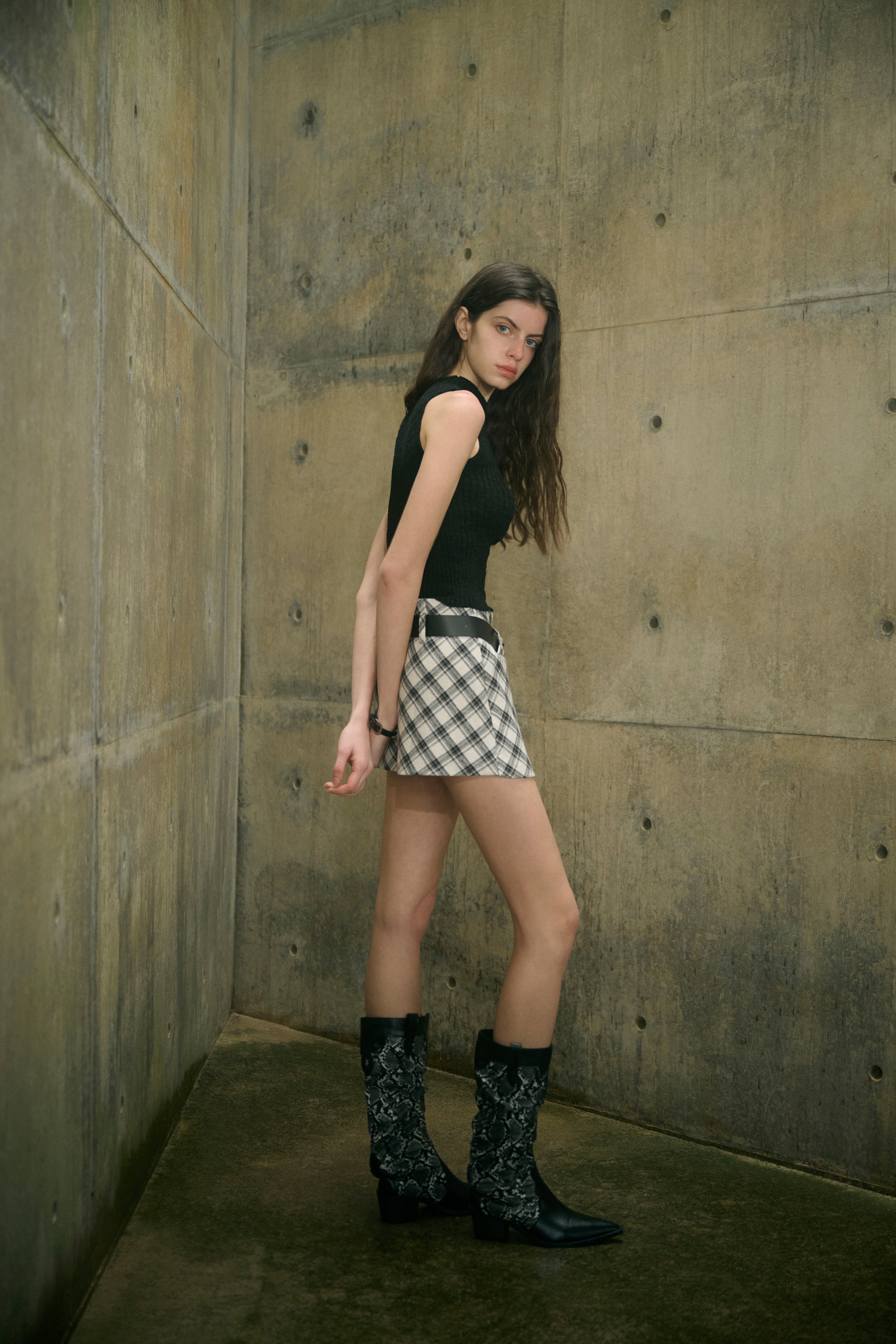 Checkered mini skirt