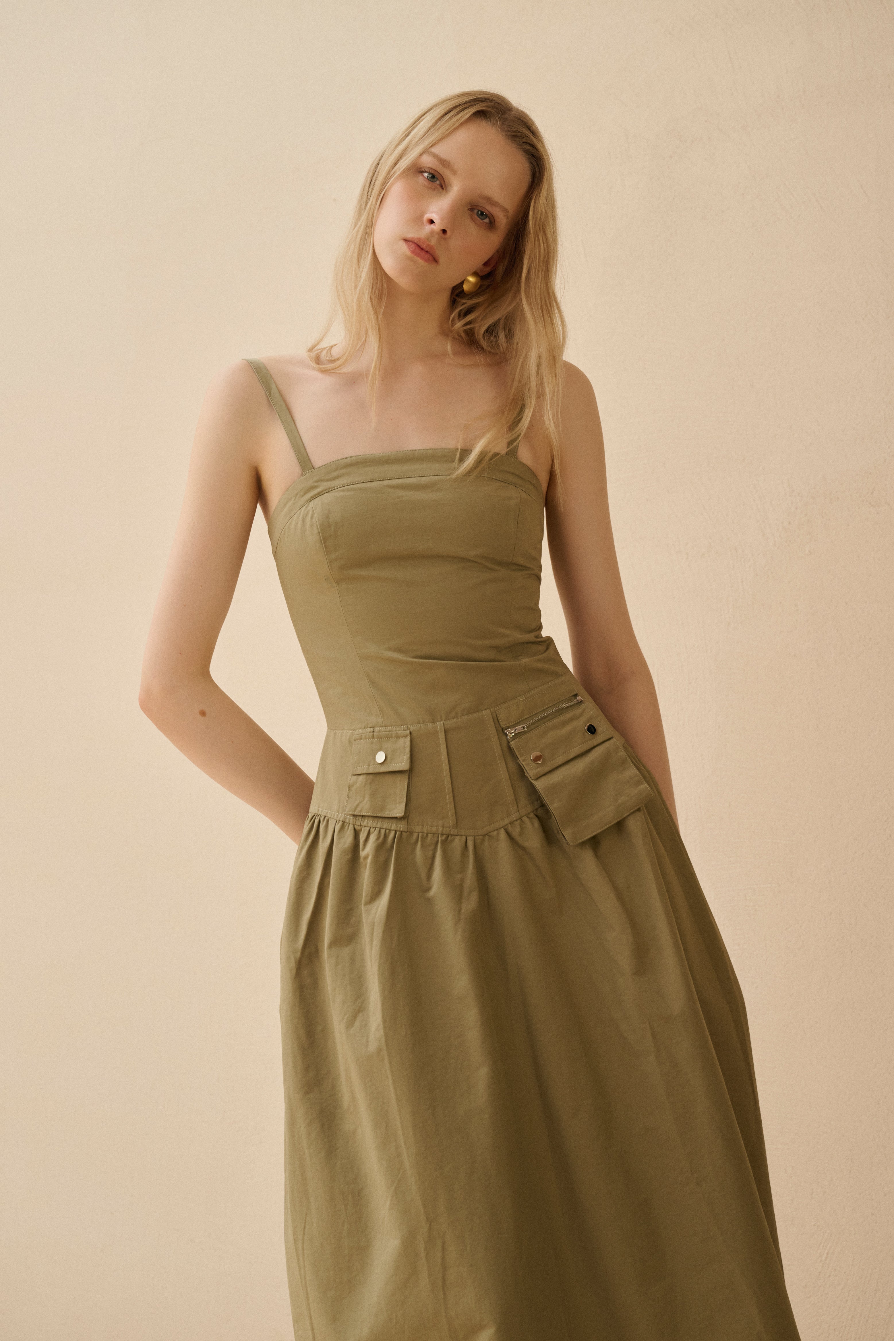 Detachable strap cotton dress