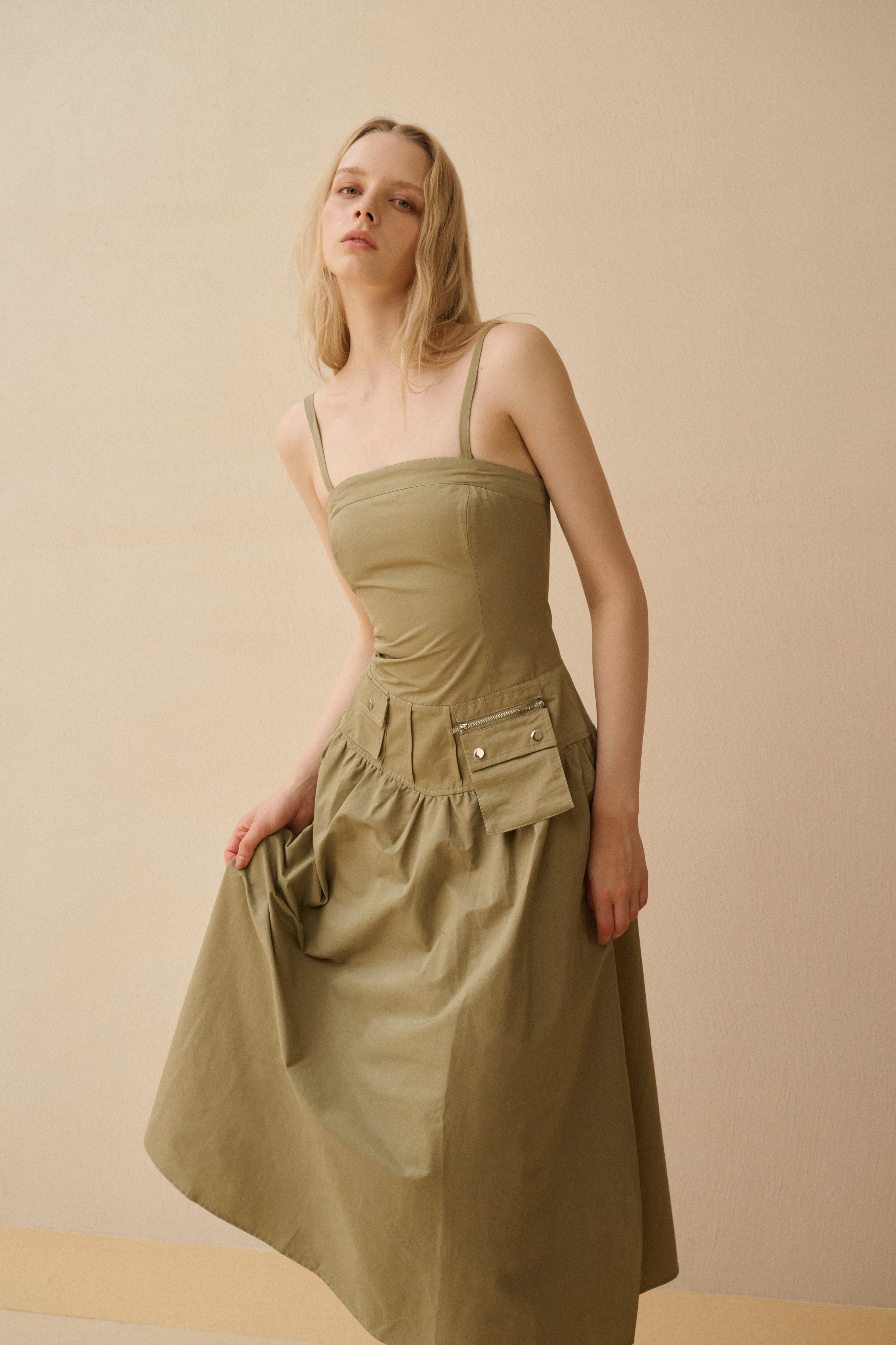 Detachable strap cotton dress