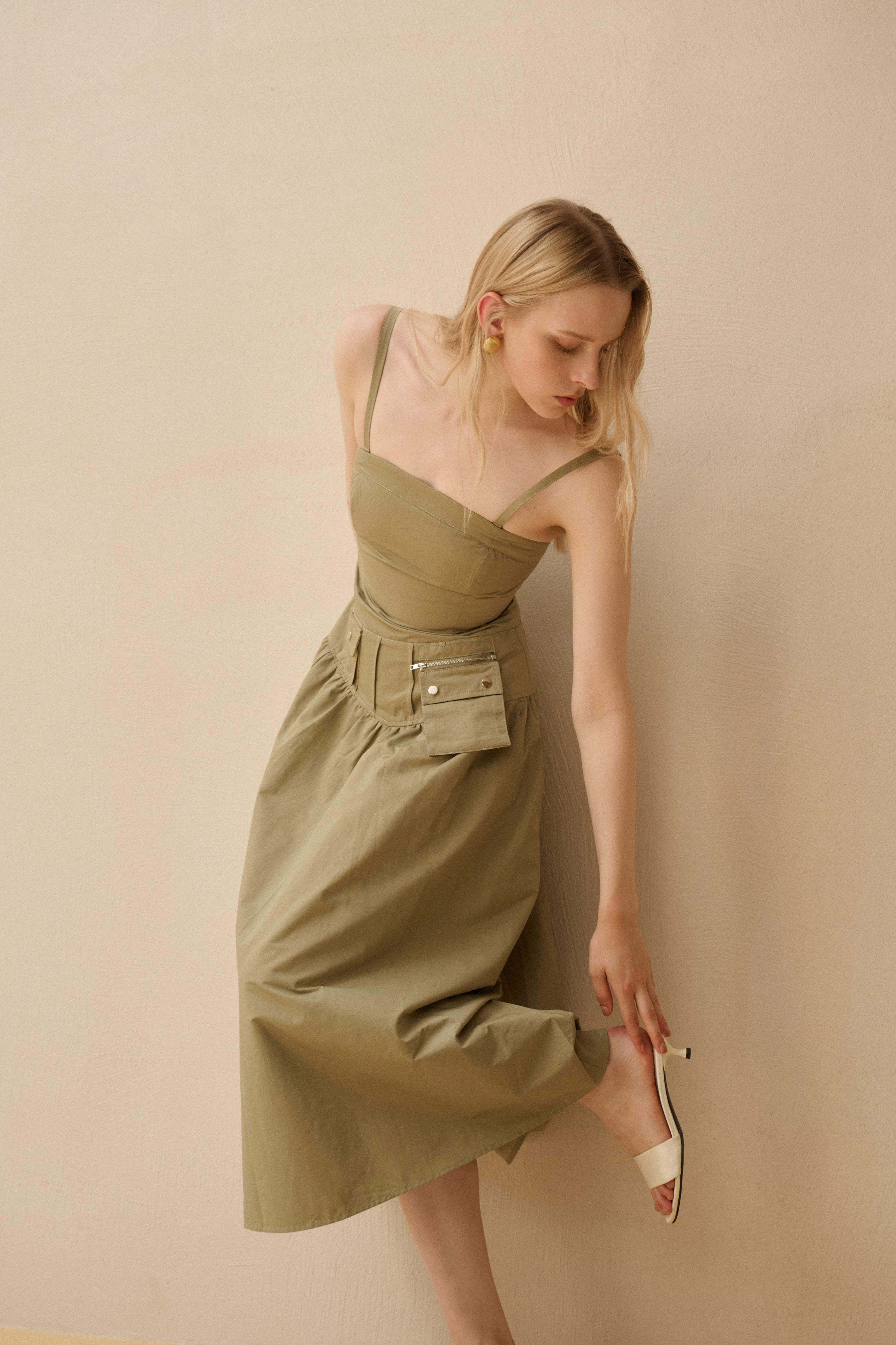 Detachable strap cotton dress