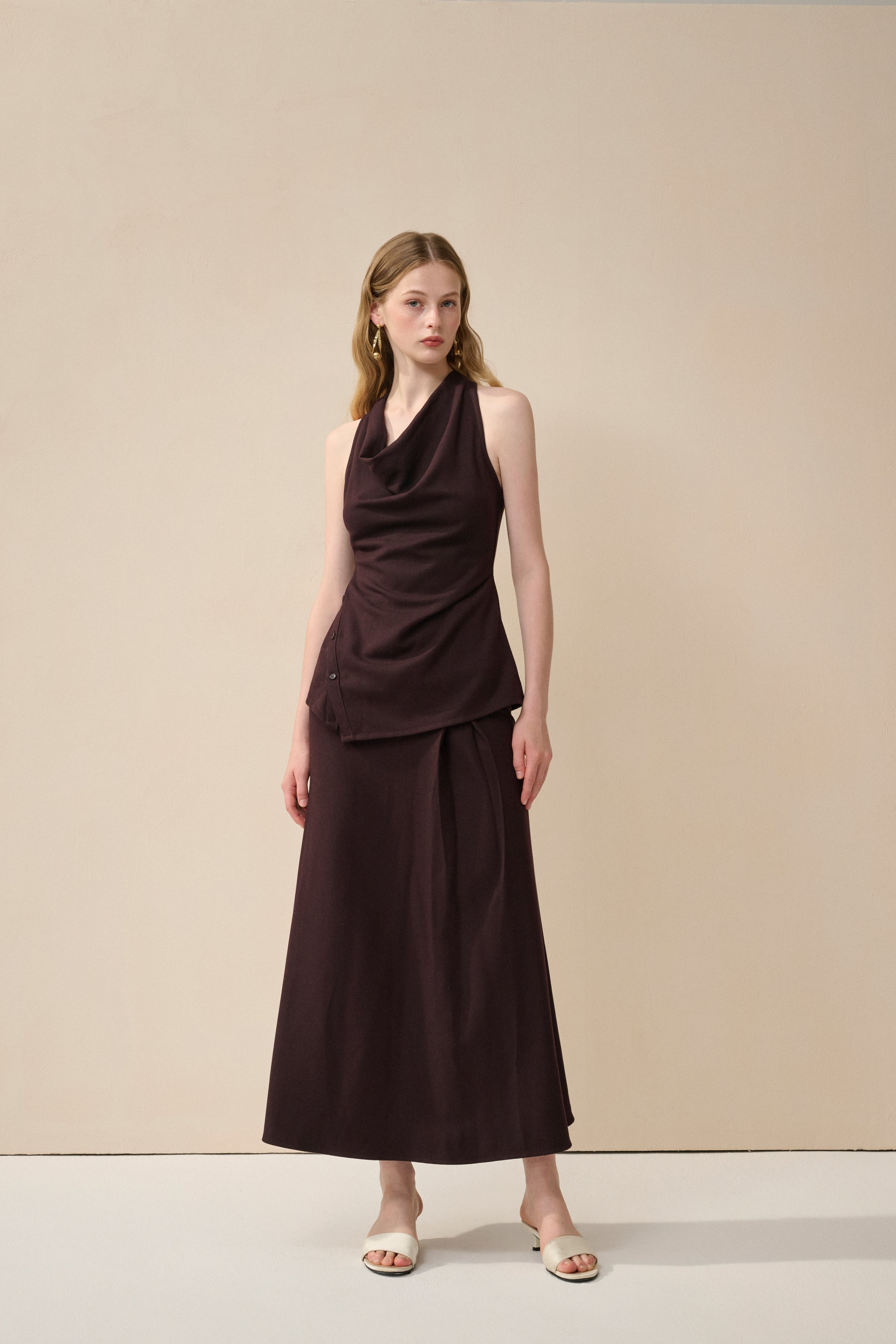 Cowl neck top & maxi skirt