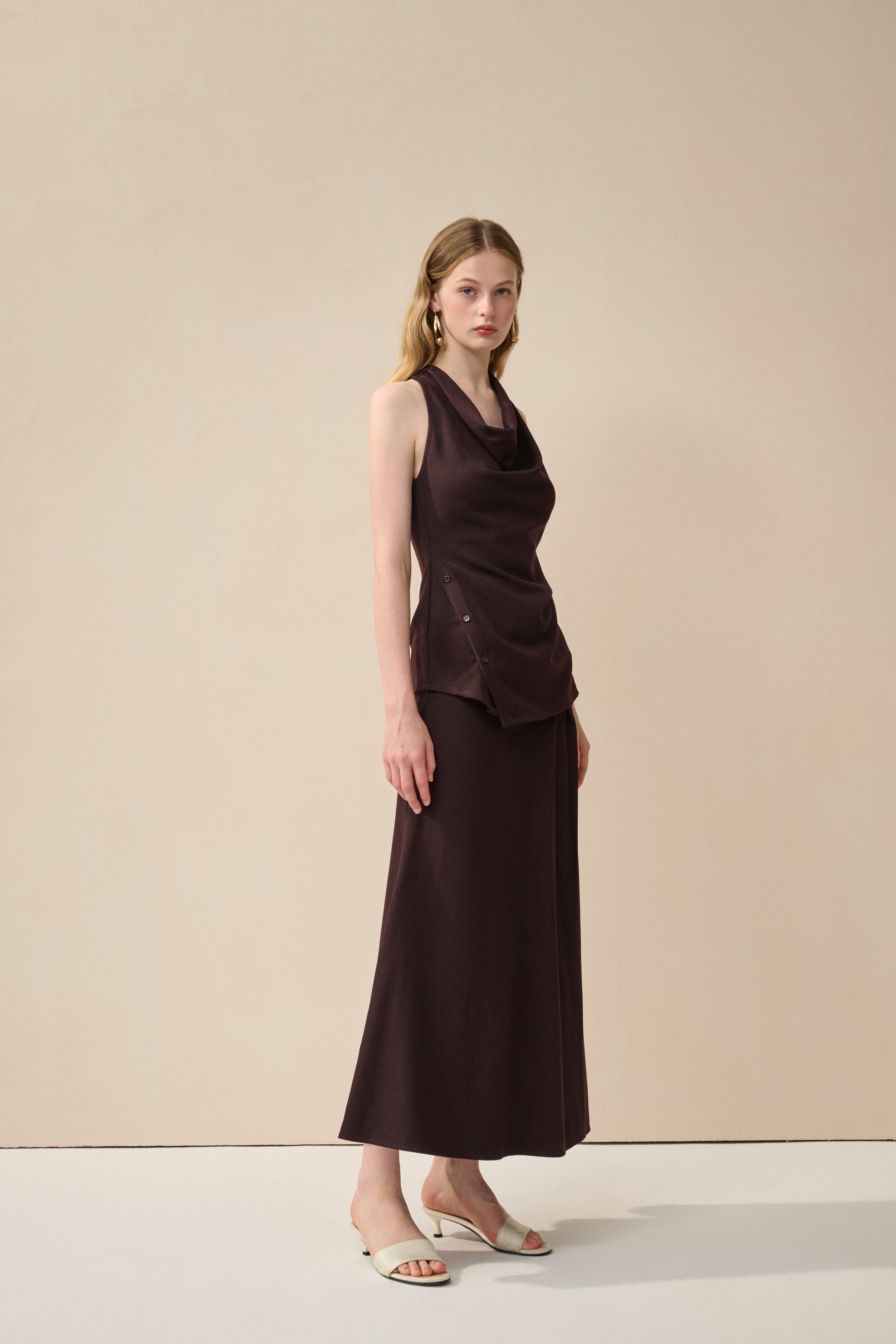 Cowl neck top & maxi skirt
