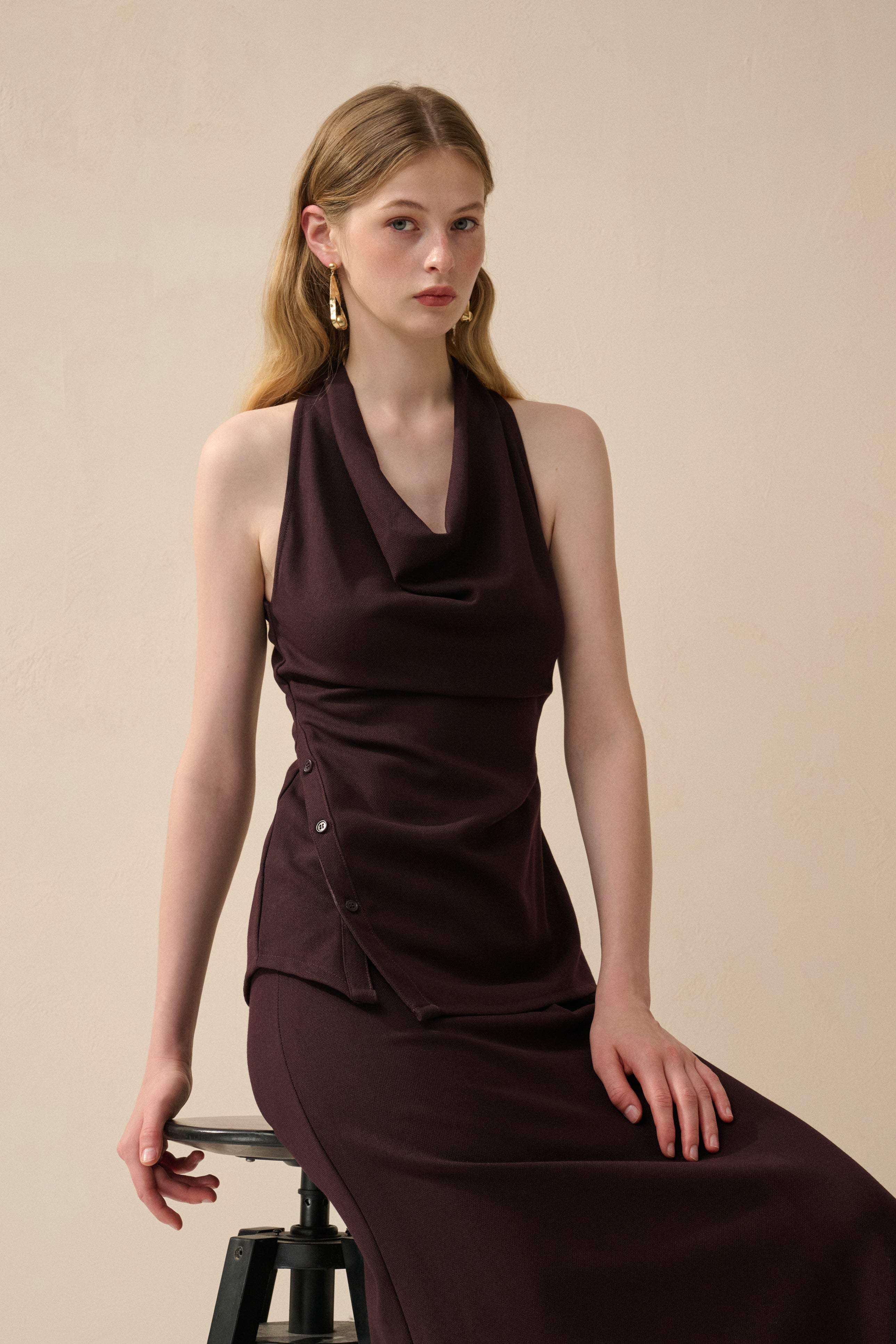 Cowl neck top & maxi skirt