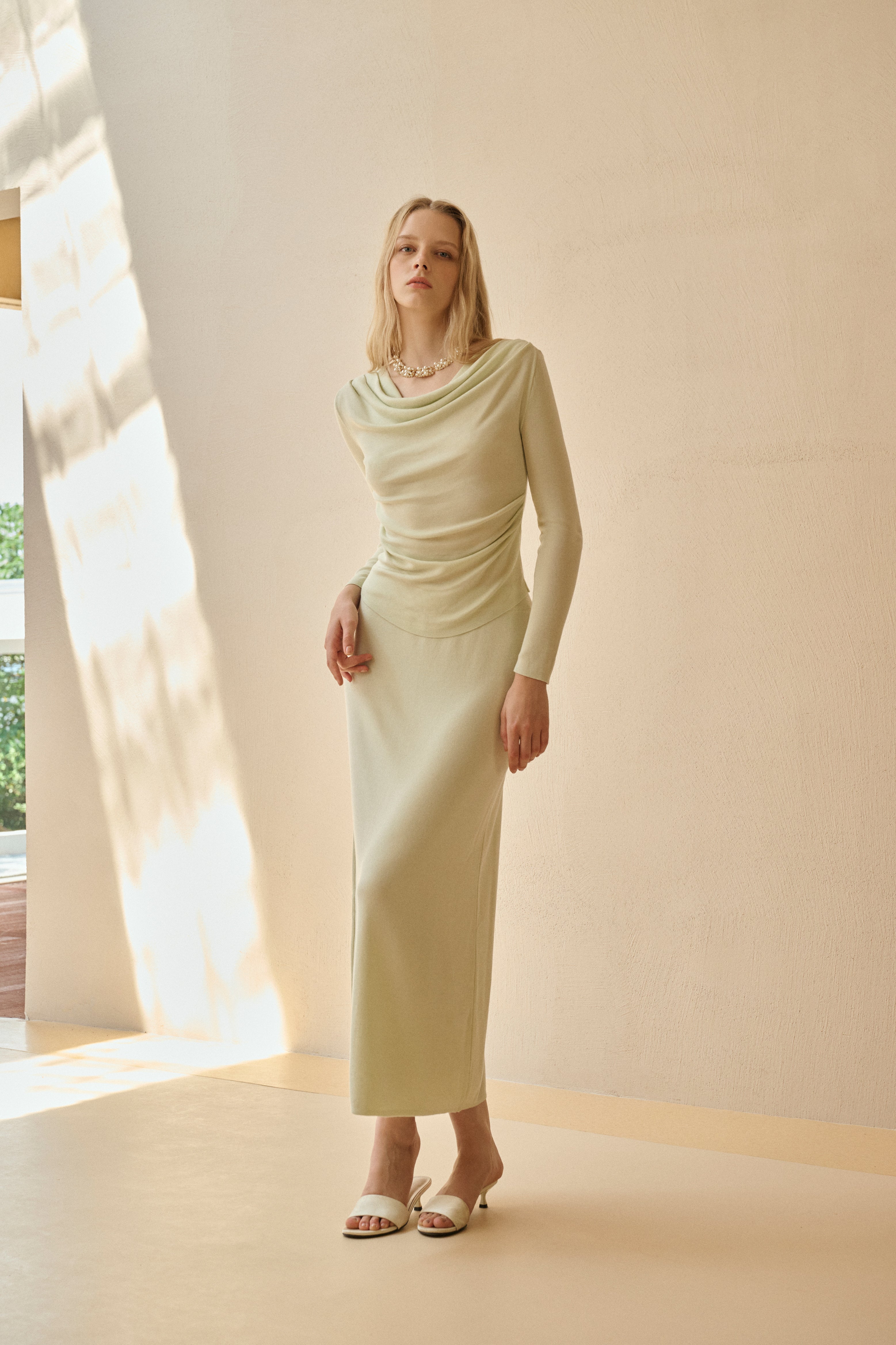 Cowl neck long sleeve set