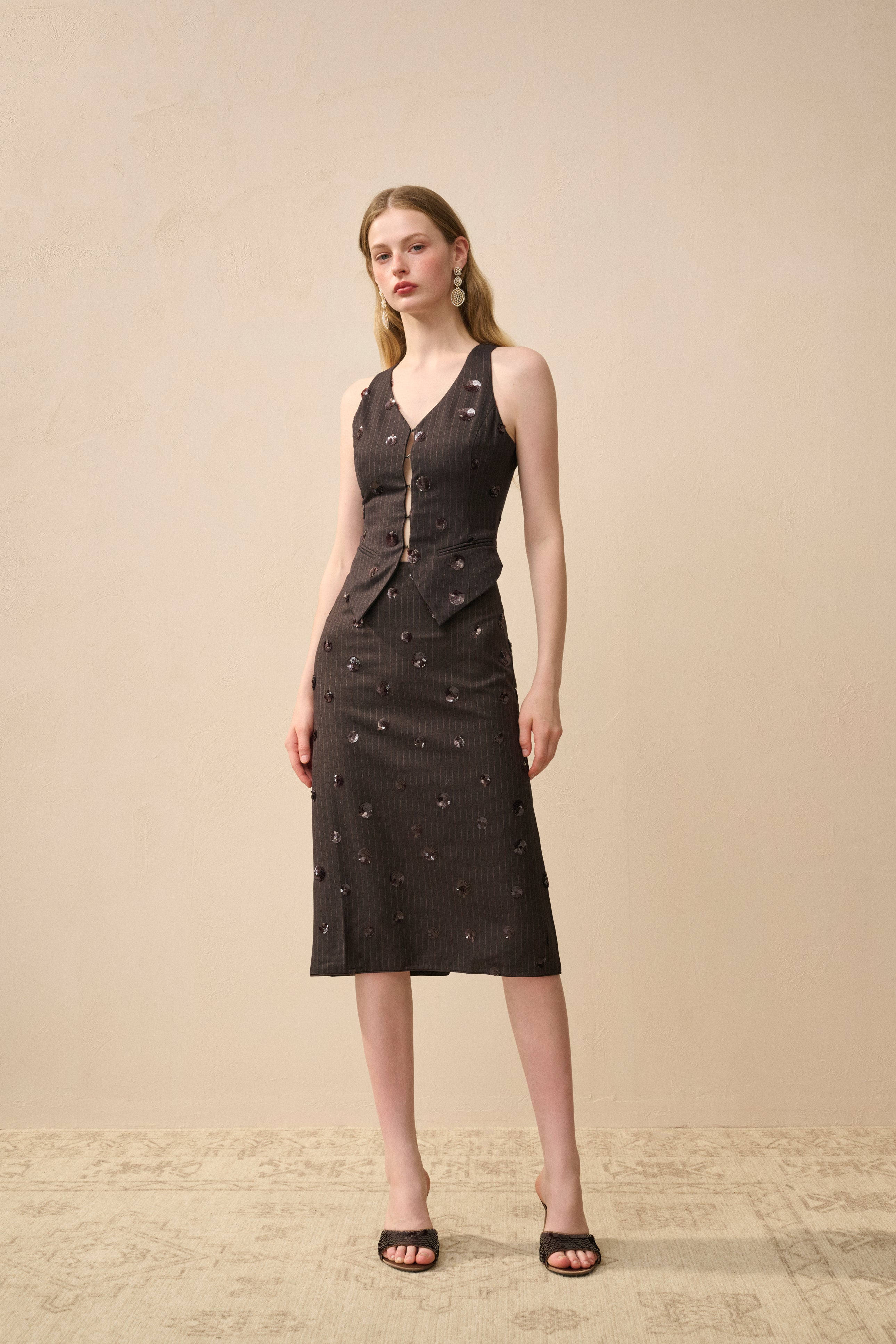 Cross back striped top & skirt