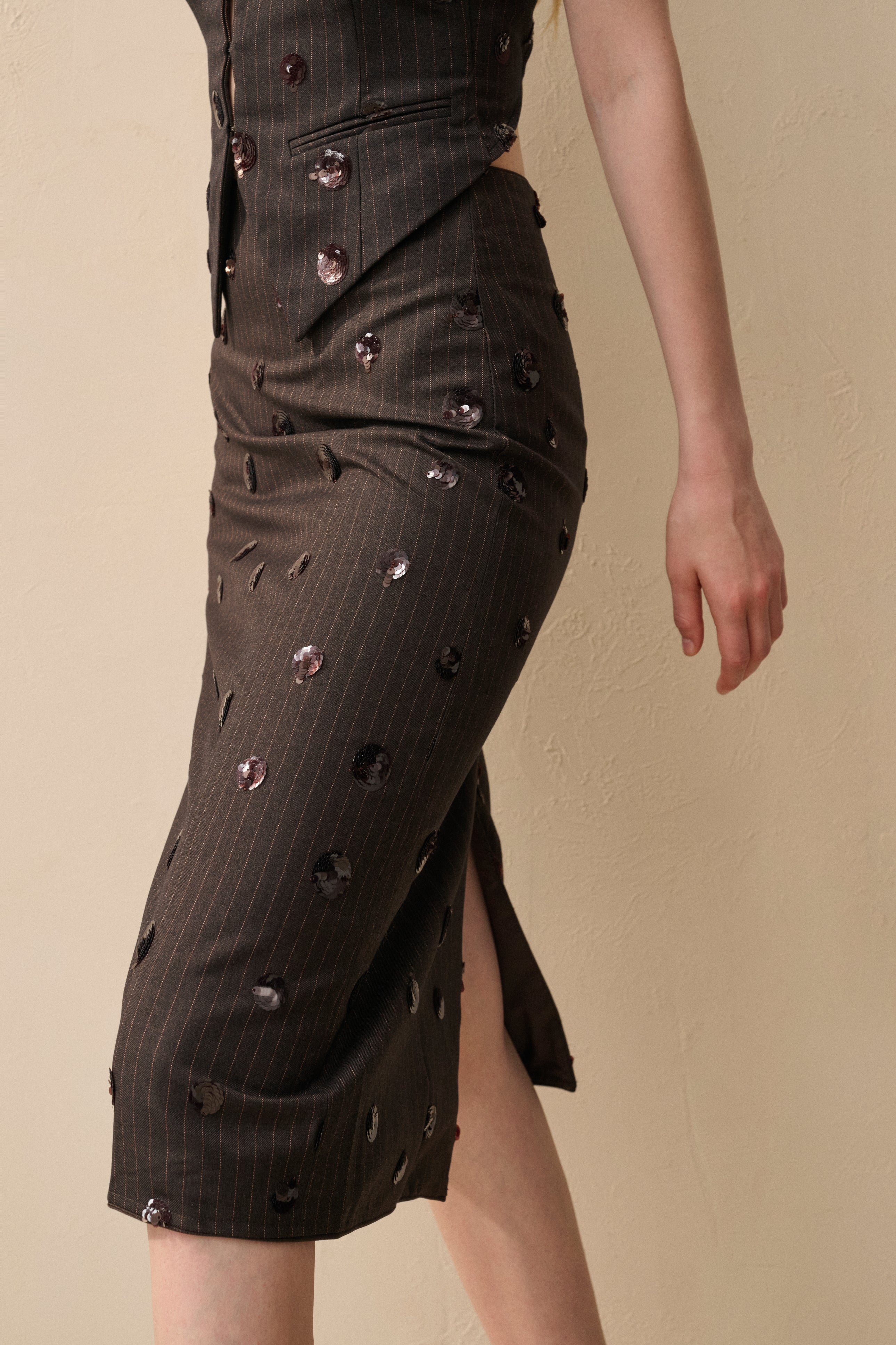 Cross back striped top & skirt