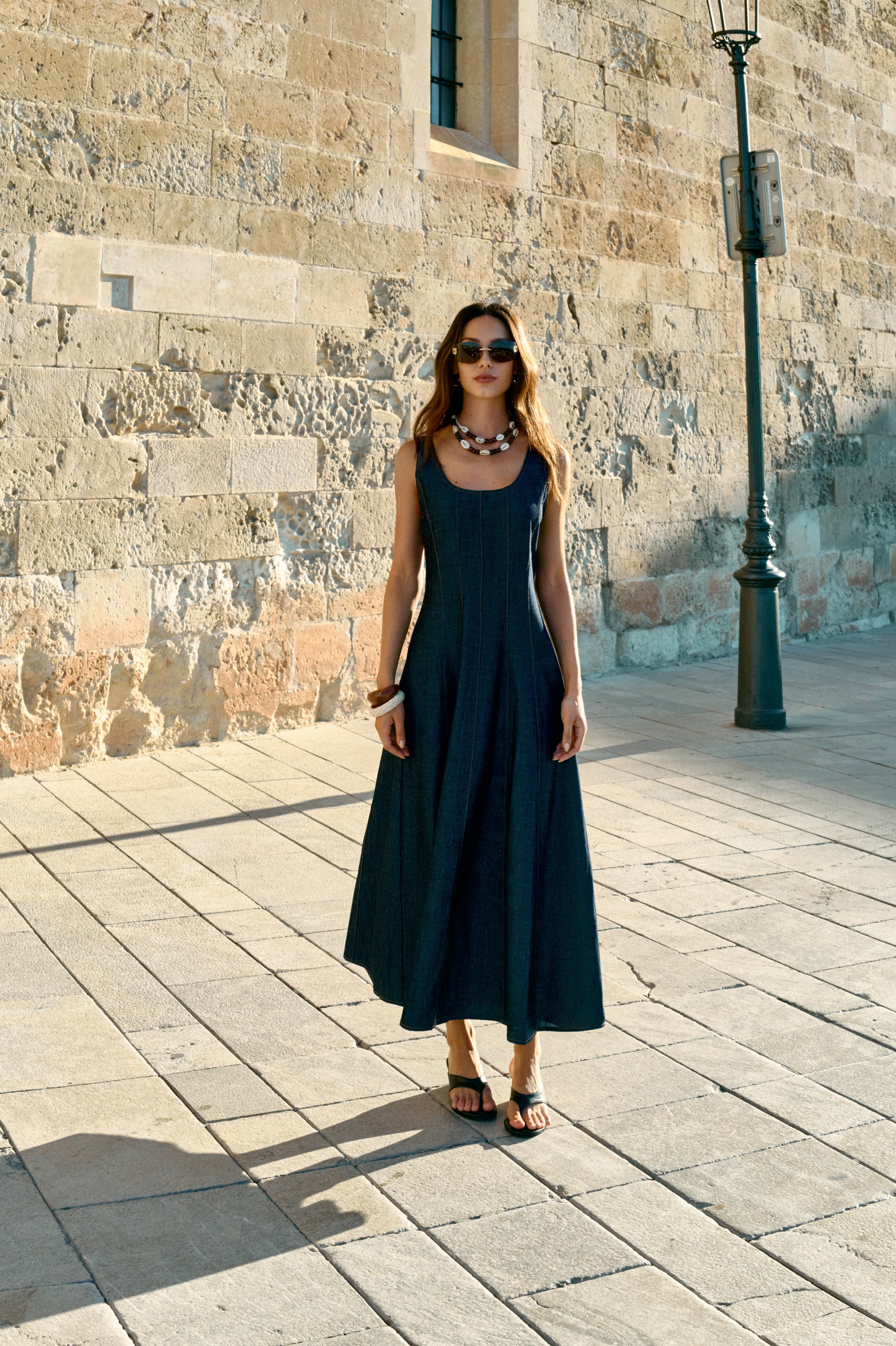 Fit and flare denim dress