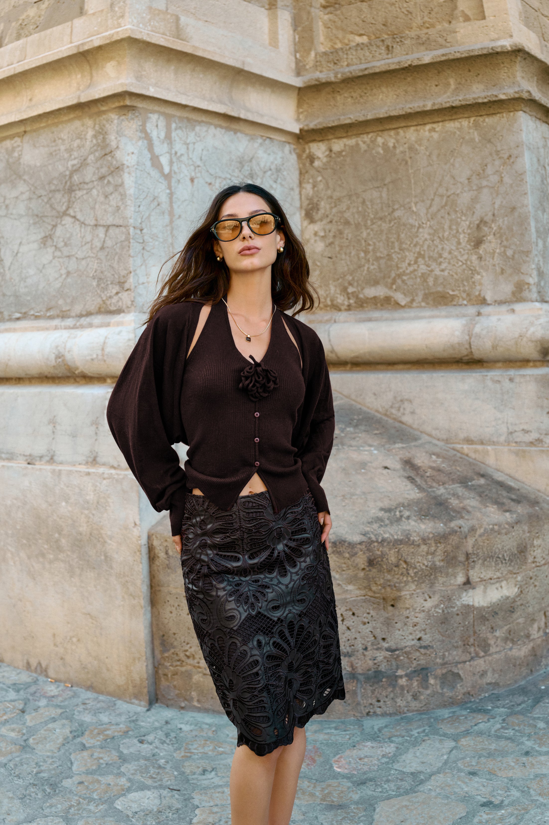 Floral ribbed tank & shrug
