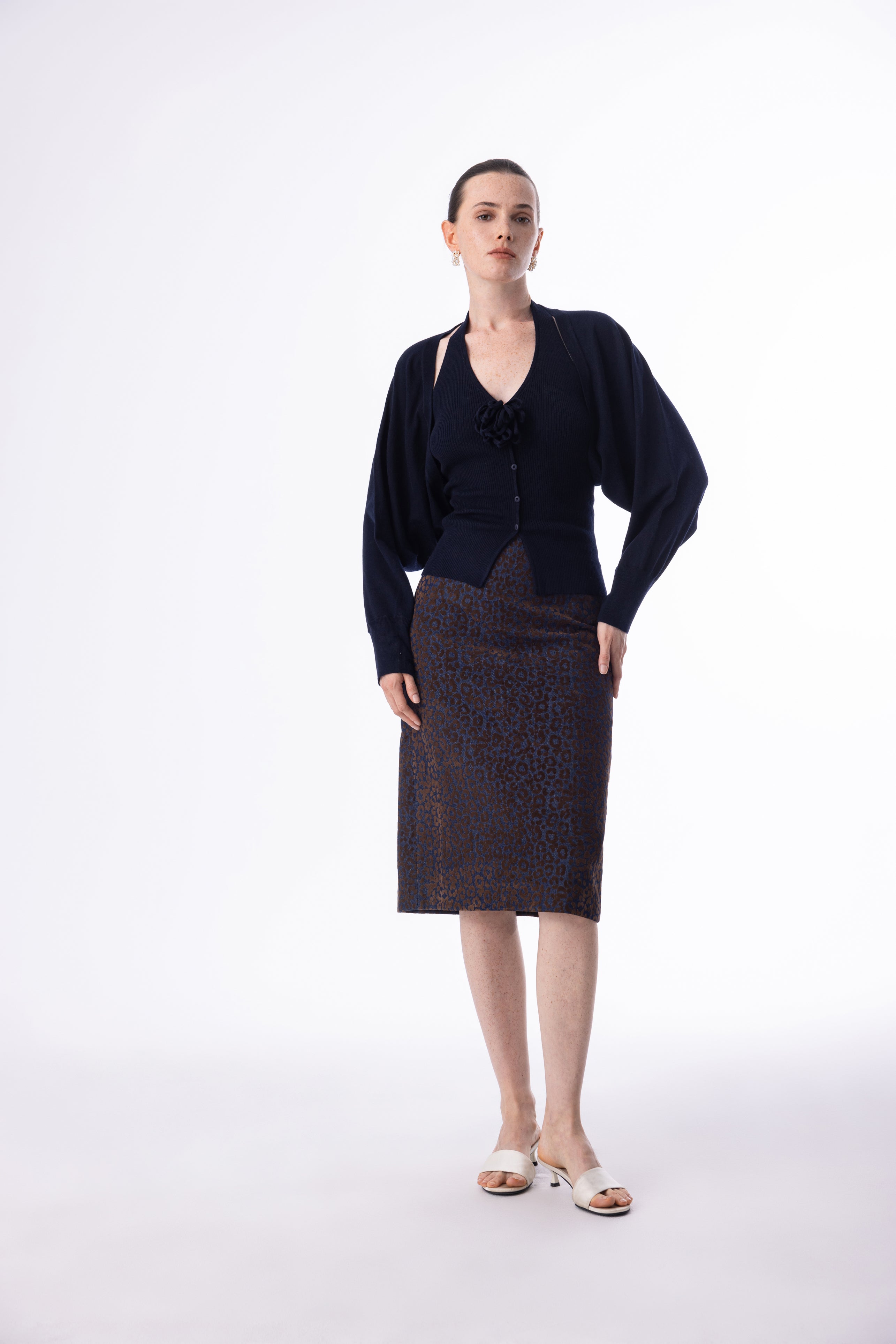 Floral ribbed tank & shrug