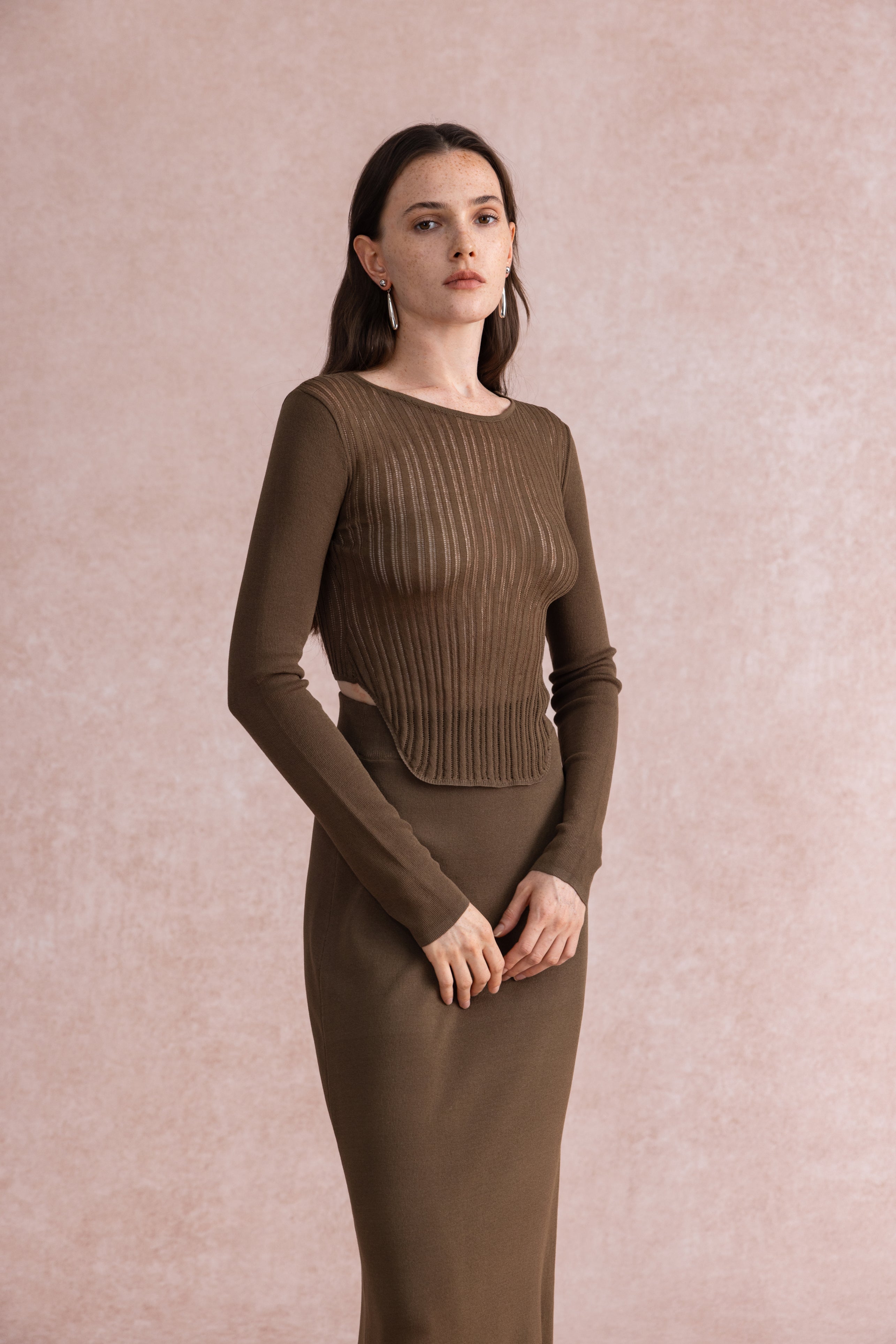 High-low hem knit set